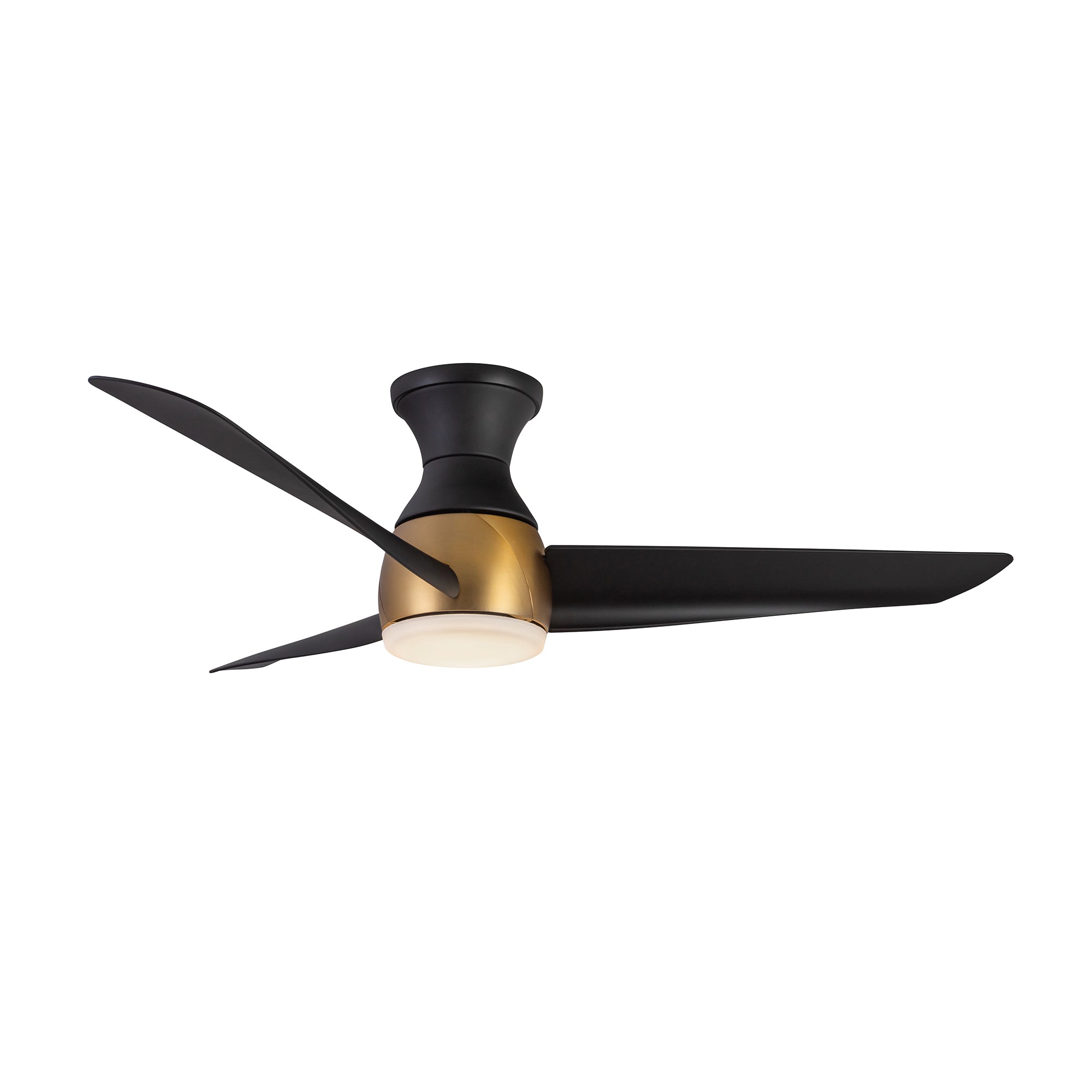 Thalia 54-in Brushed Gold and Matte Black Damp-Rated Dimmable LED Hugger Fan
