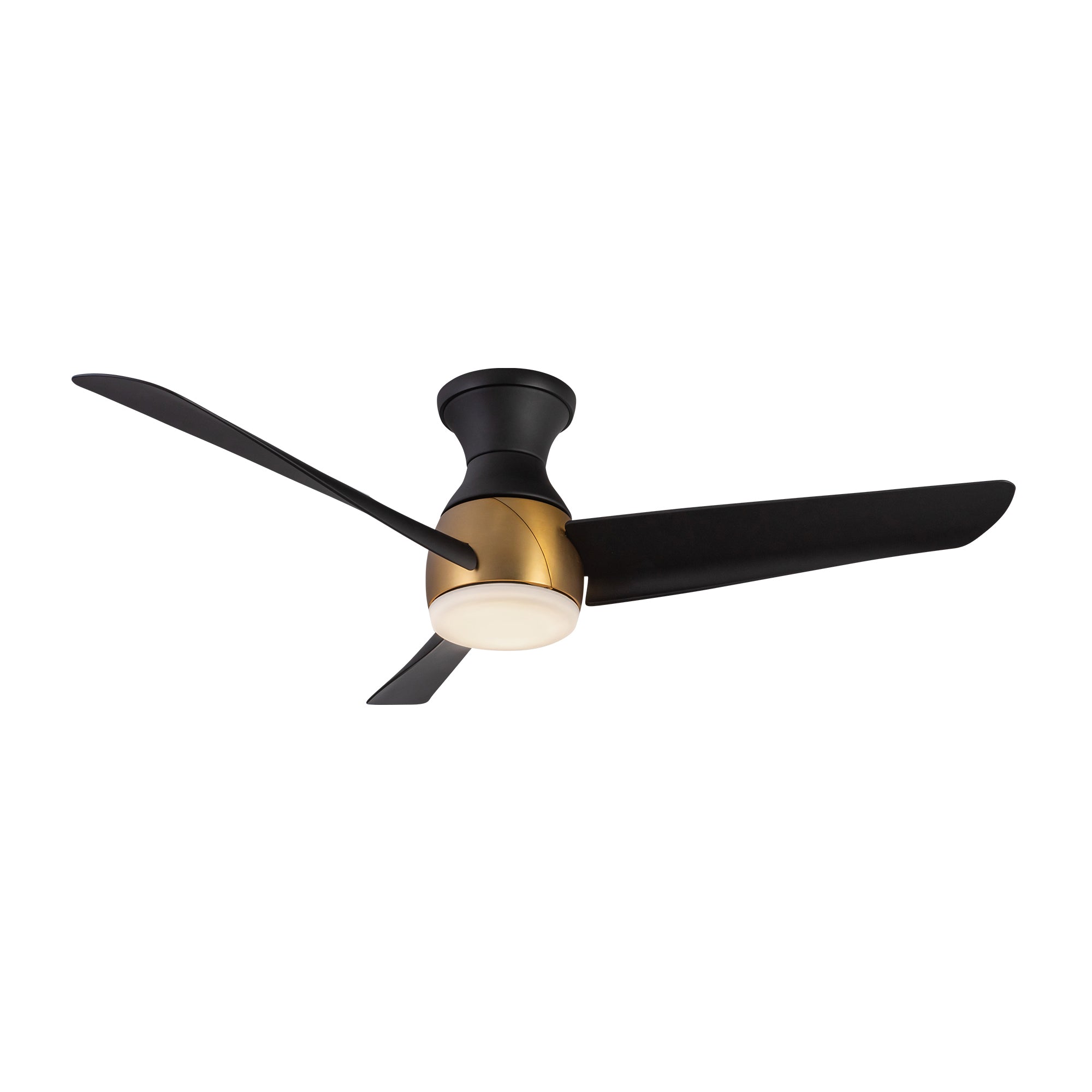 Thalia 54-in Brushed Gold and Matte Black Damp-Rated Dimmable LED Hugger Fan