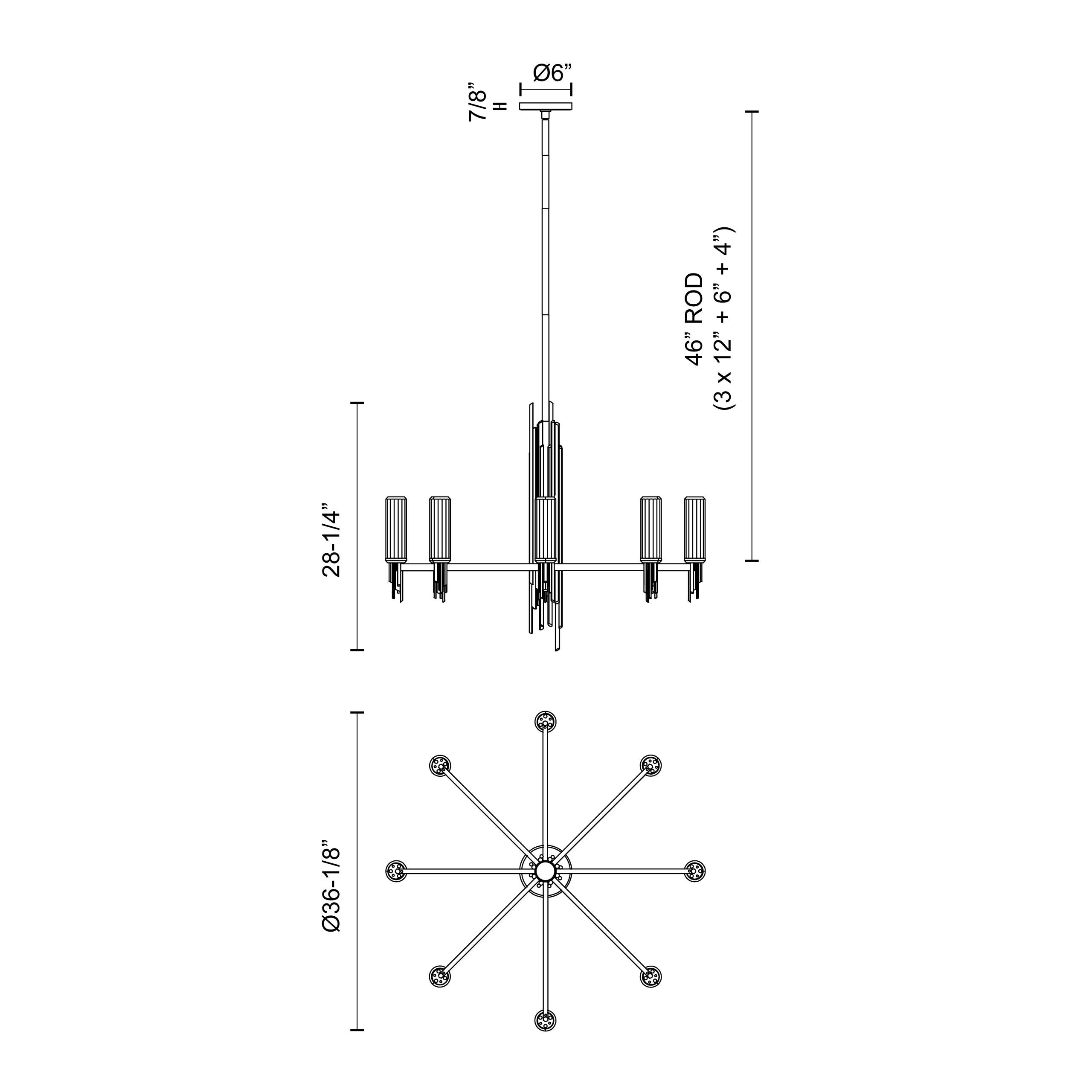 Torres 36-in Steel Chandelier