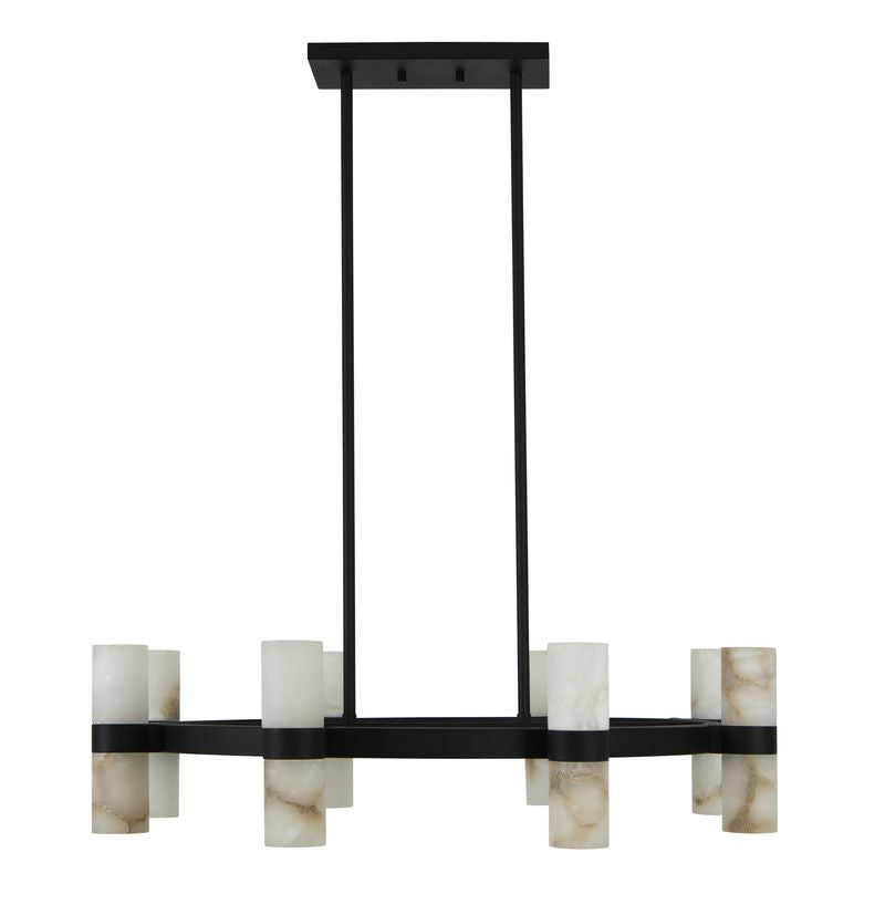 Luella 16 Light Black Chandelier with Alabaster Shades