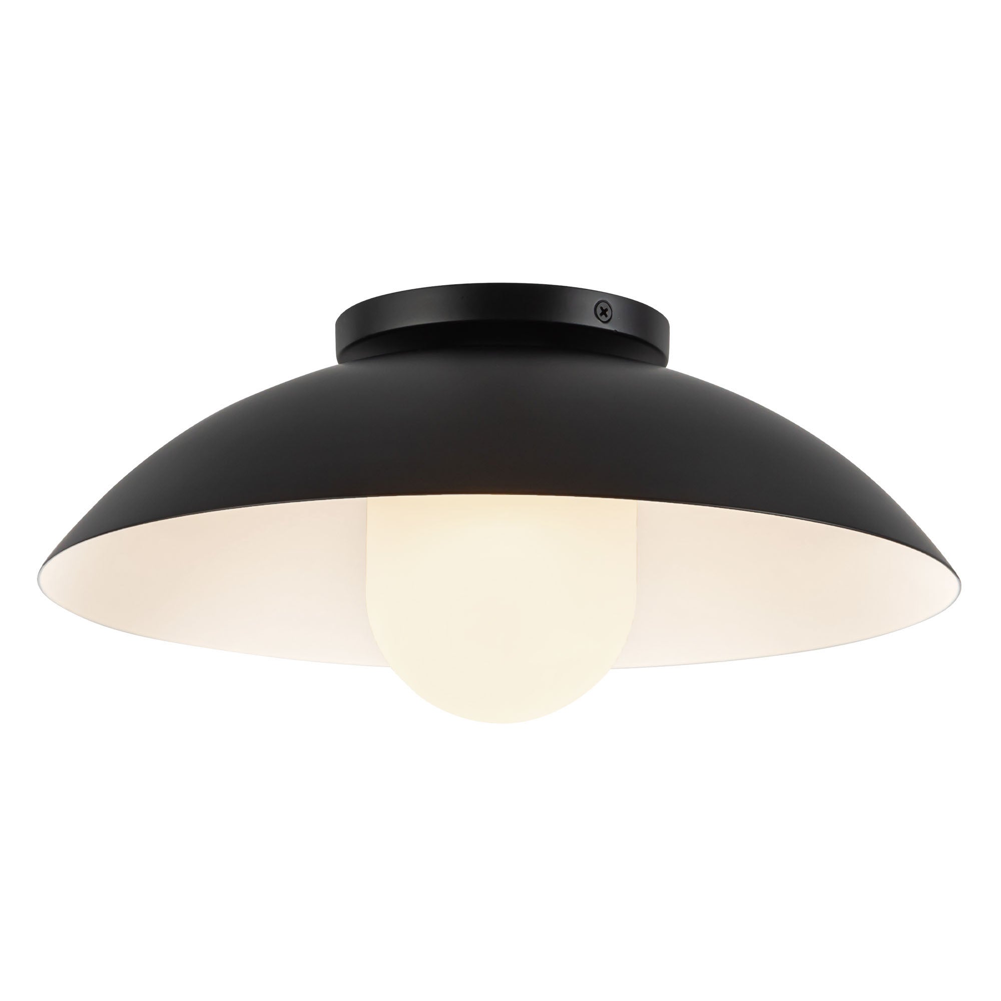 Umbra 14-in Steel Semi-Flush Mount with Matte Opal Glass Difusser