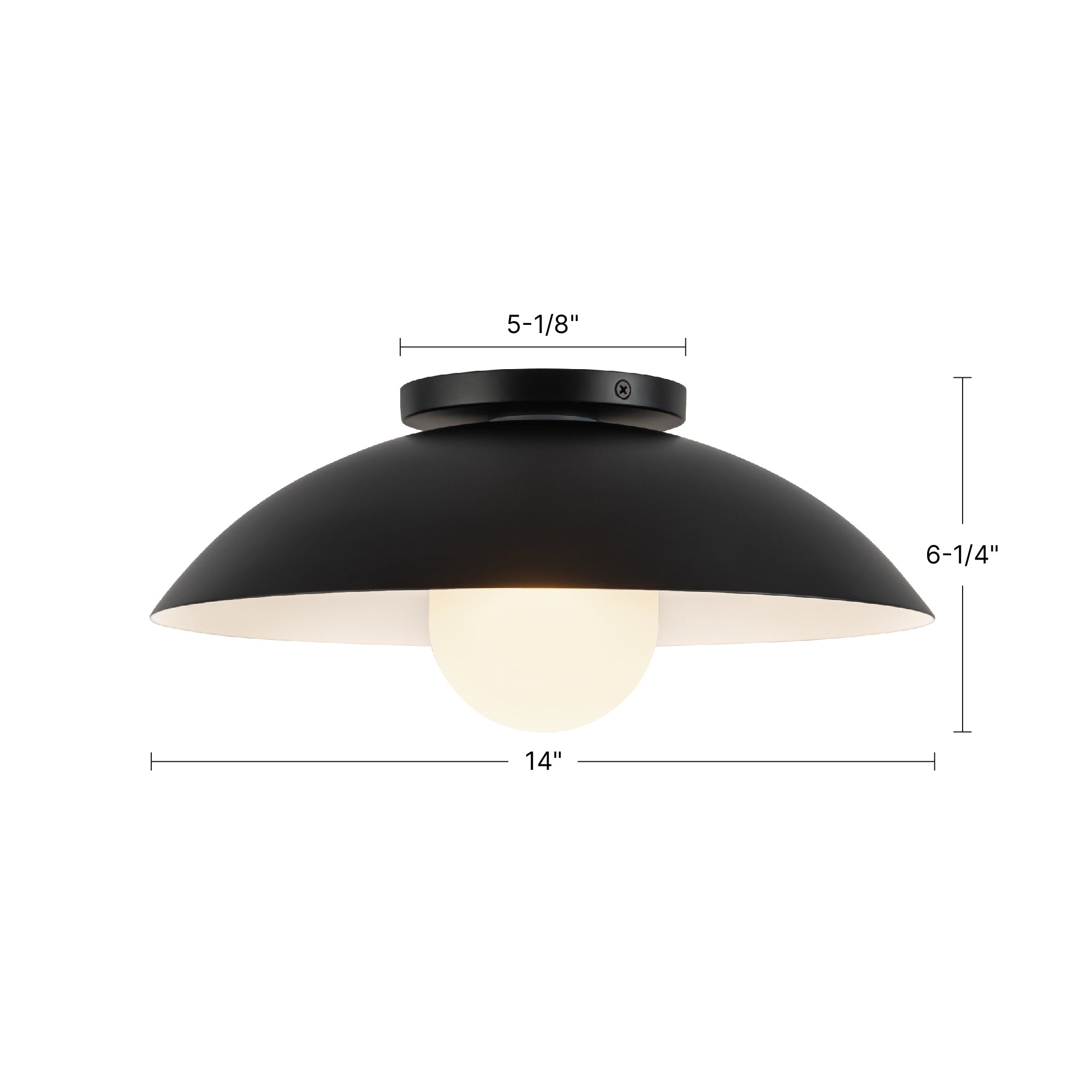 Umbra 14-in Steel Semi-Flush Mount with Matte Opal Glass Difusser
