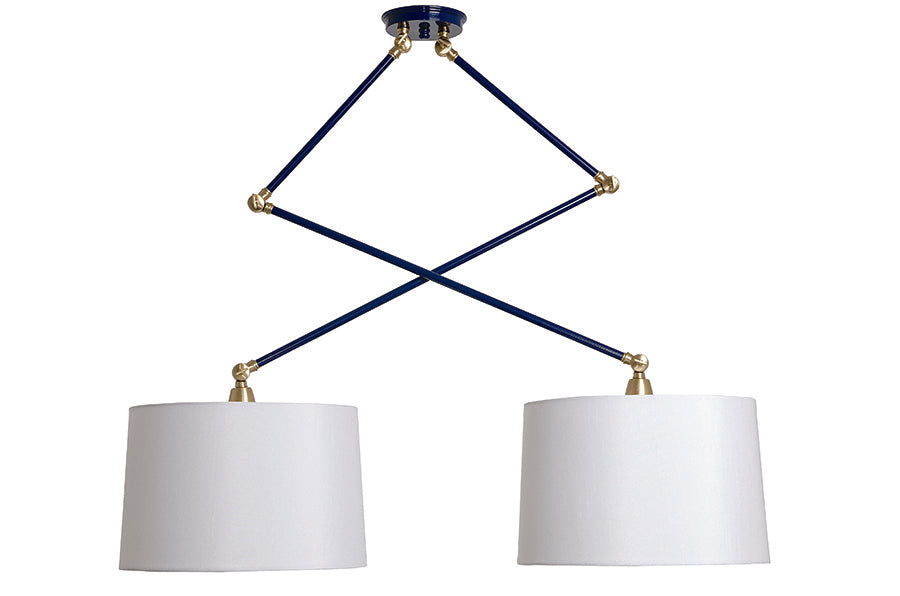 14-inch Uptown Navy Blue Satin Brass LED Pendant Light