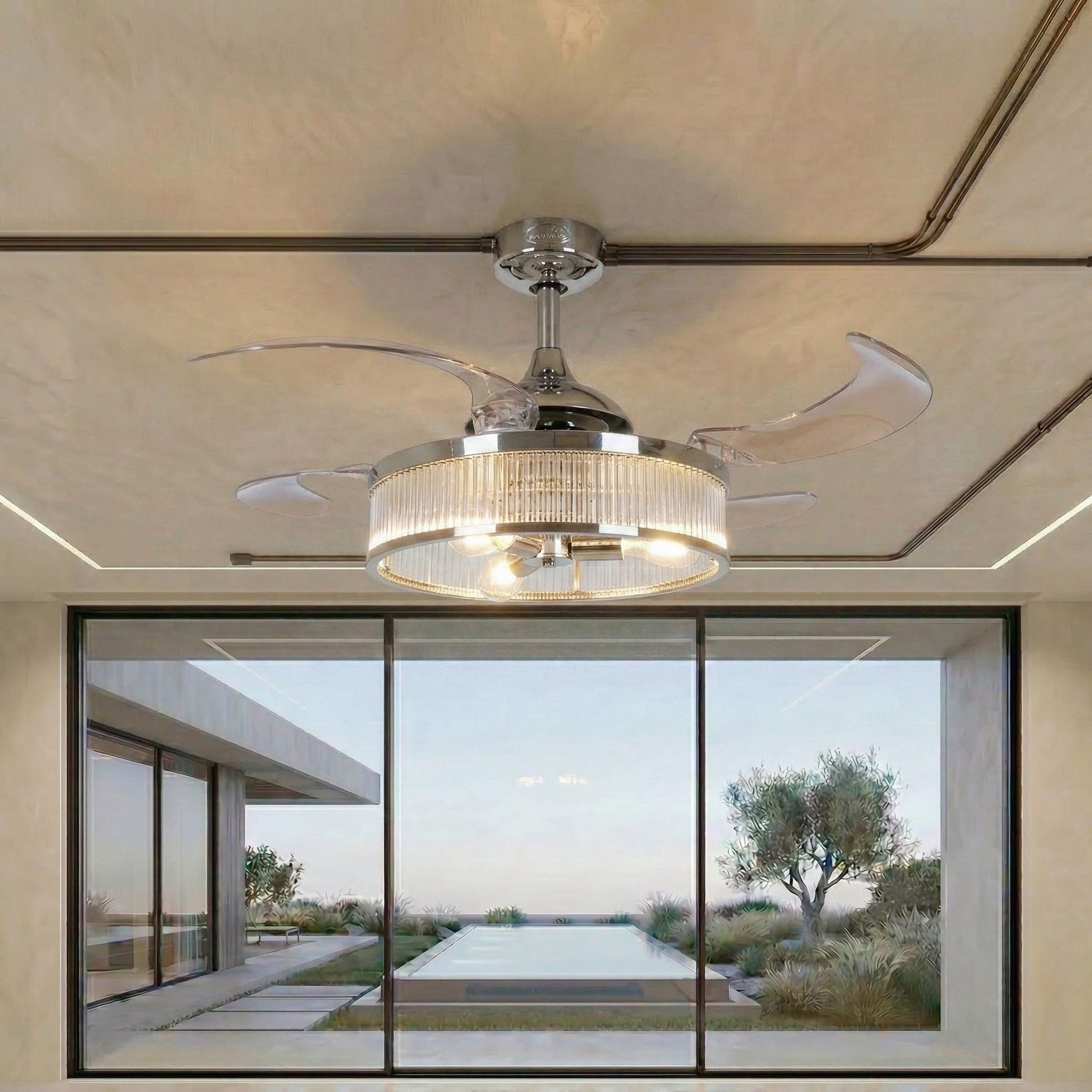 Corbelle 48 Inch 3 Light Chrome Fan with Retractable Blades