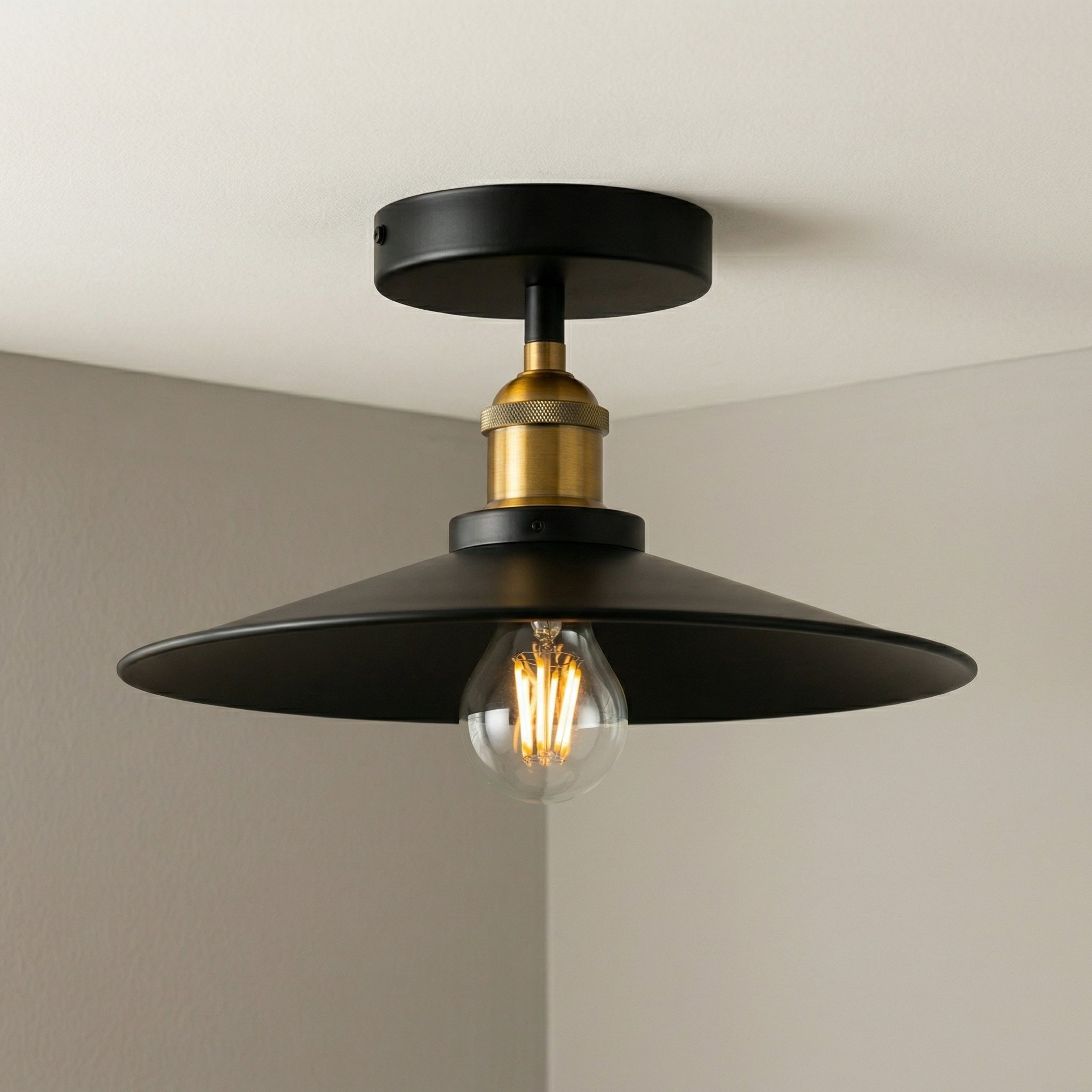 Brave 1 Light Black Flush Mount