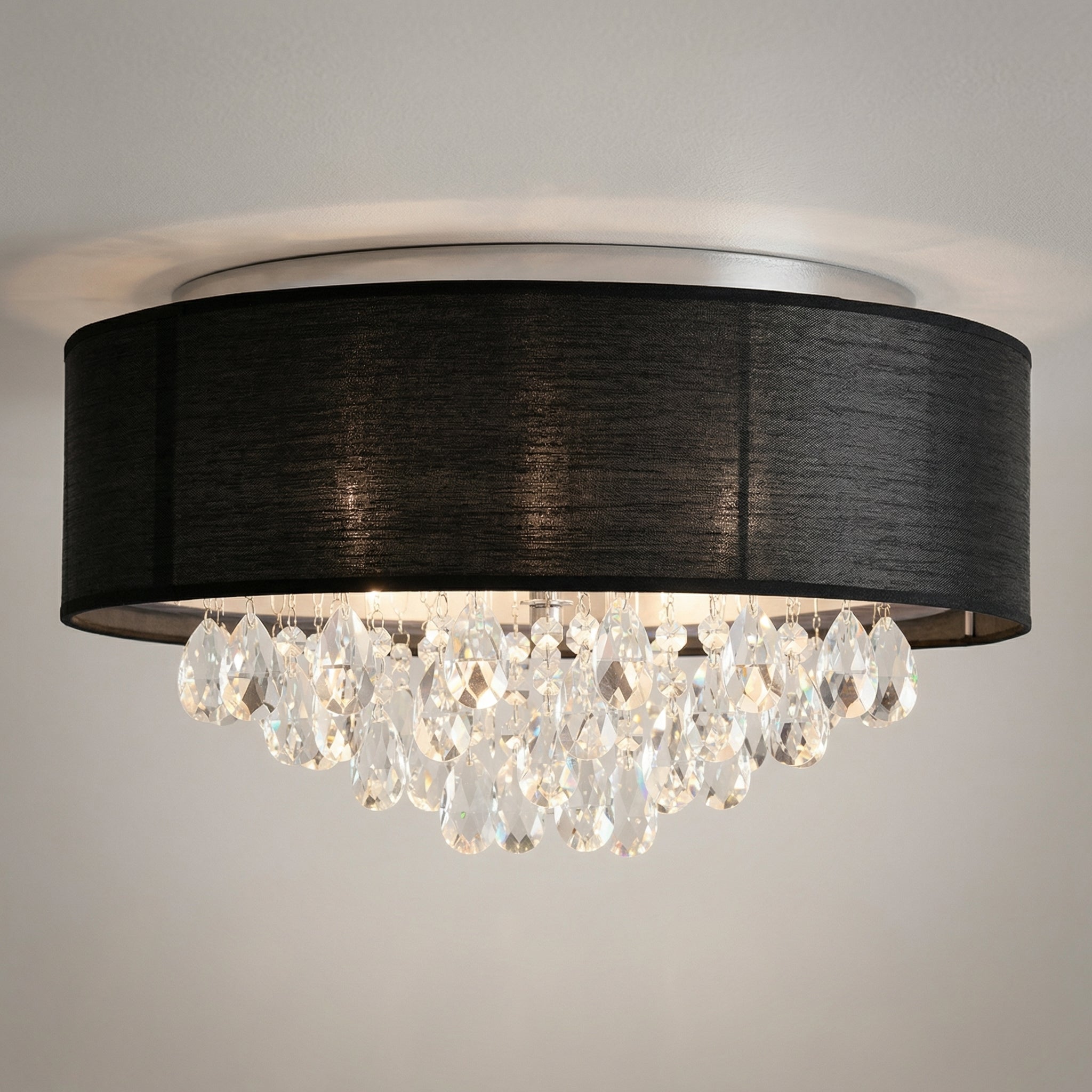 Dash 4 Light Chrome Flush Mount with Black Drum Shade