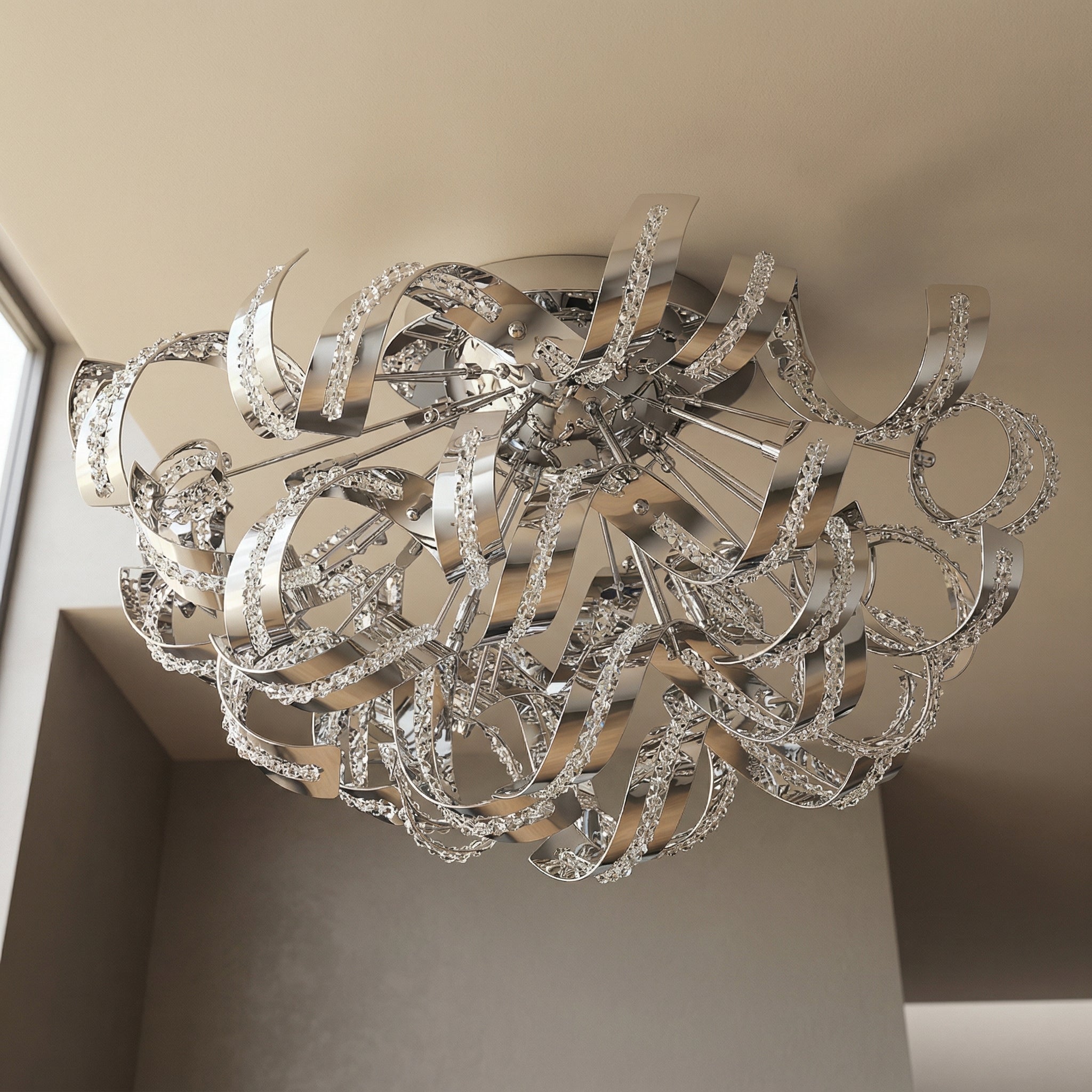 Swivel 9 Light Chrome Flush Mount