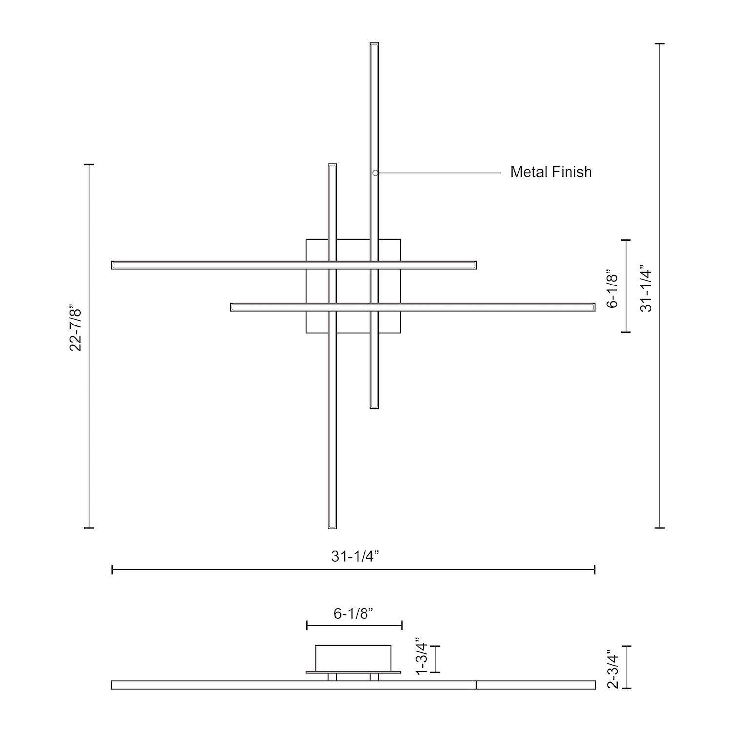 Vega Minor 32-in Aluminum Flush Mount
