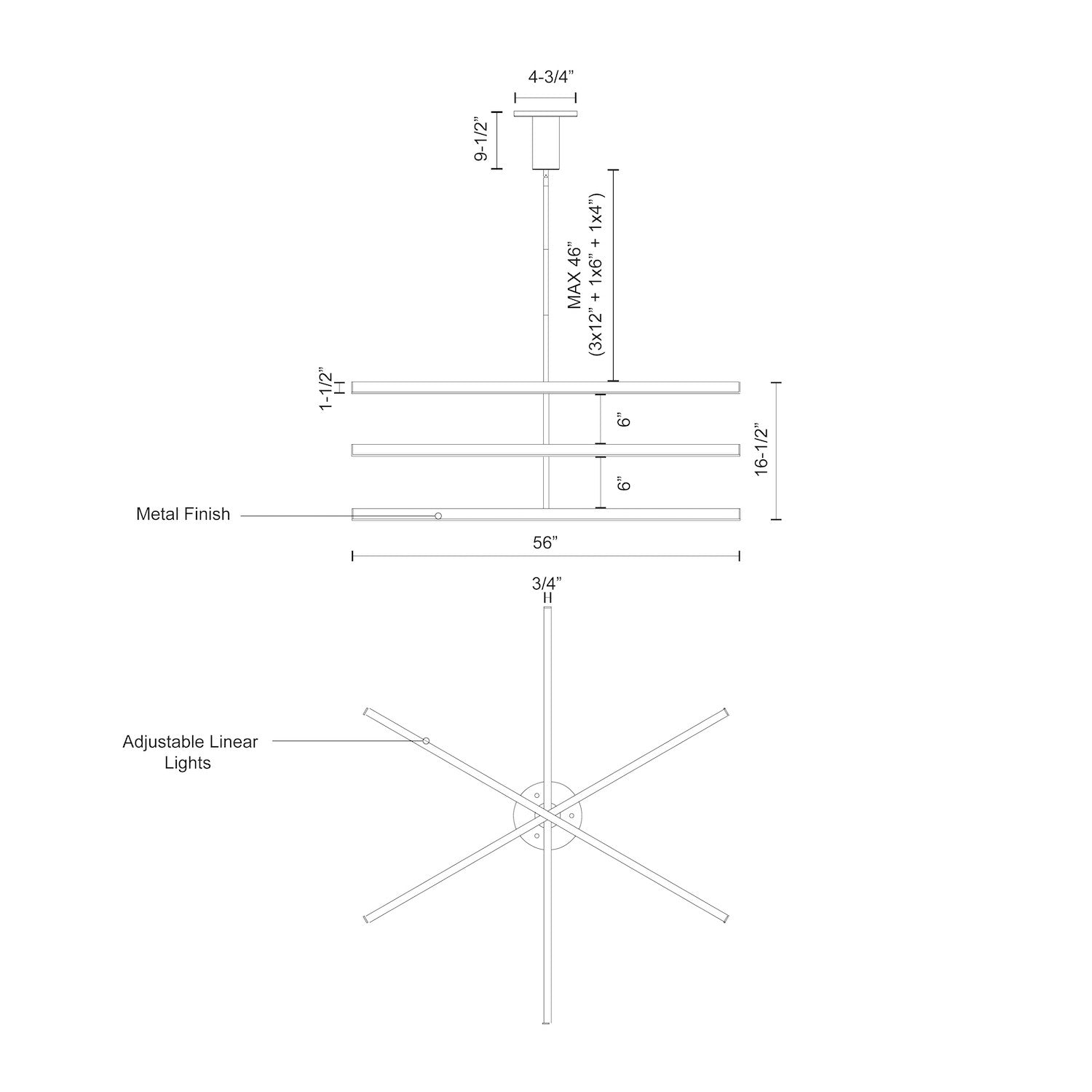 Vega 56-in Aluminum Chandelier