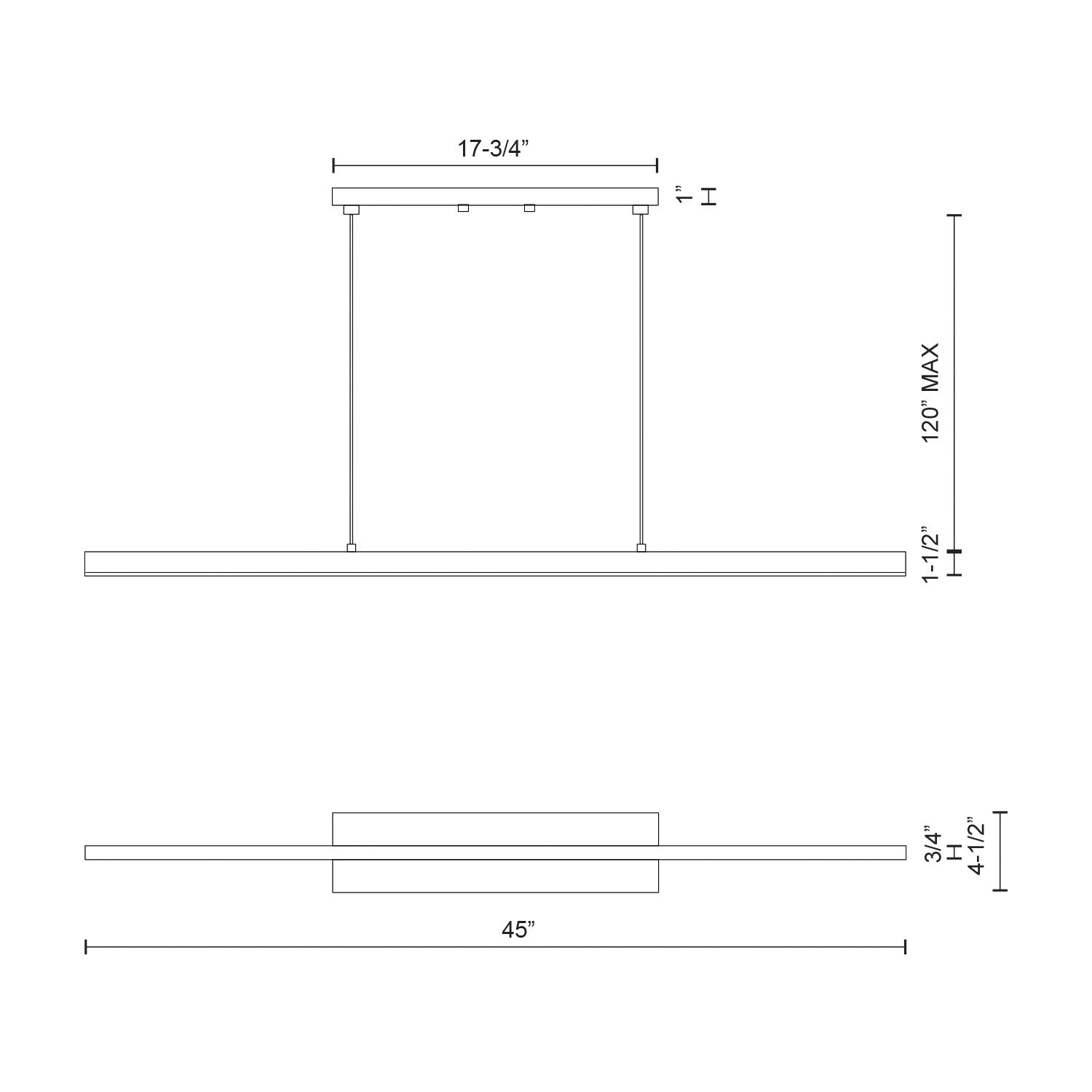 Vega 45-in Slim Profile Linear LED Pendant