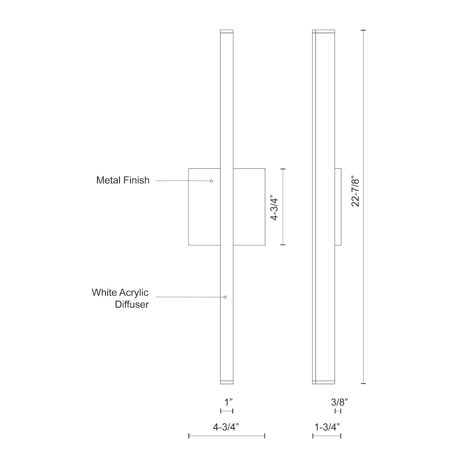 Vega 24-in Aluminum Acrylic Wall Sconce