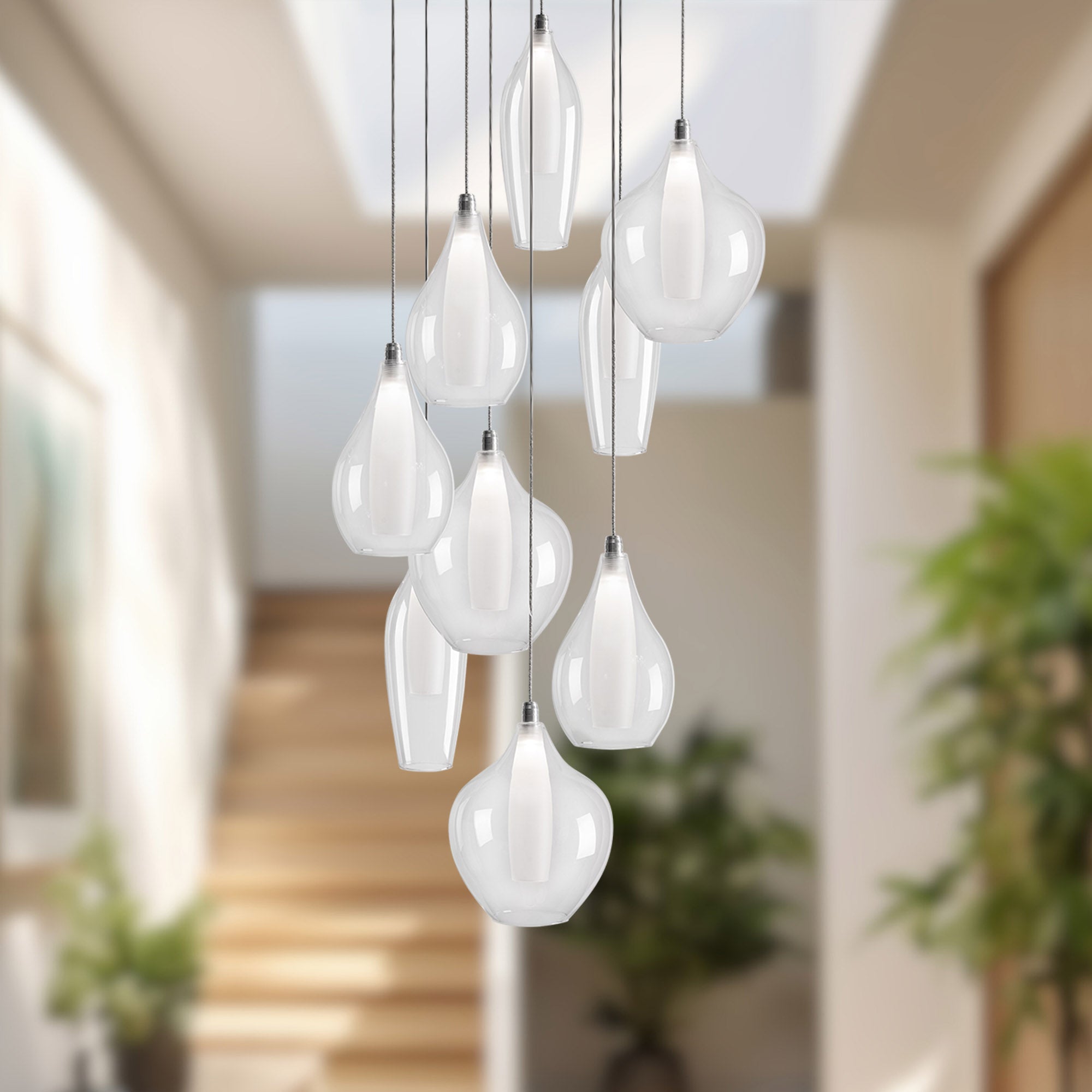 Victoria 9 Head Aluminum Multi Pendant
