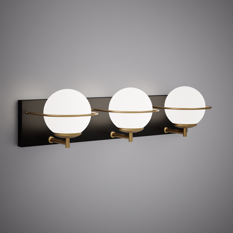 3 Lights Ricci 3-light Vanity light Matte Black/Aged Brass Dimmable 150W