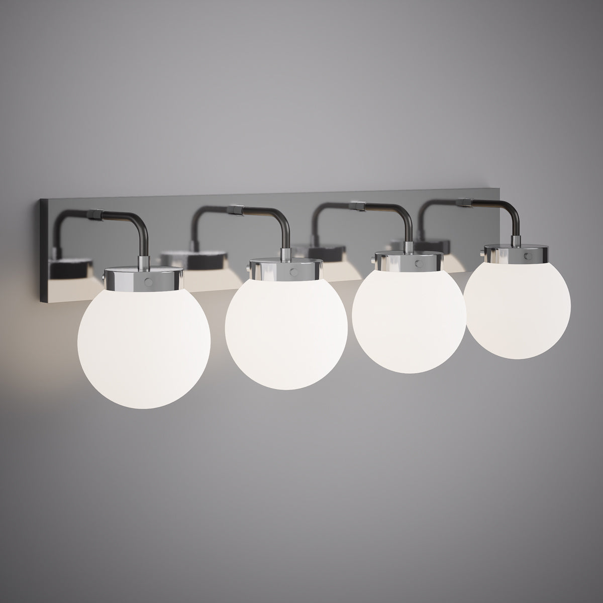 Polished Chrome/Black Bianca 4-Light Vanity Light Opal Glass Dimmable