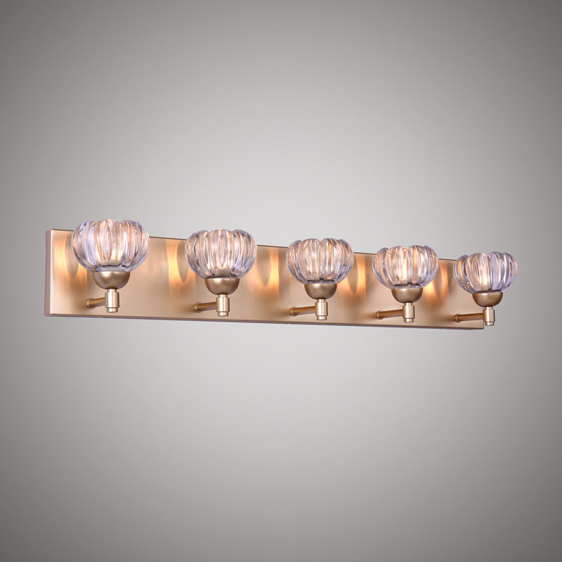 Satin Brass Lotus 5-Light Vanity Light Dimmable