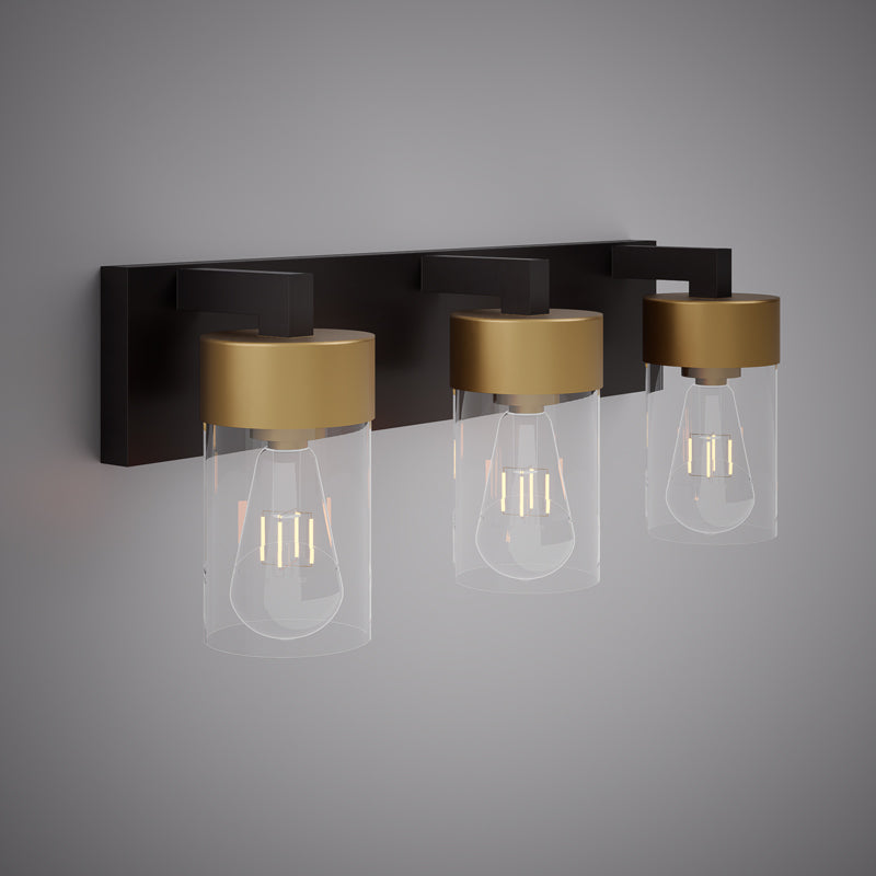 3 Lights Aurora 3-light wall/vanity light Matte Black and Aged Brass Dimmable 180W