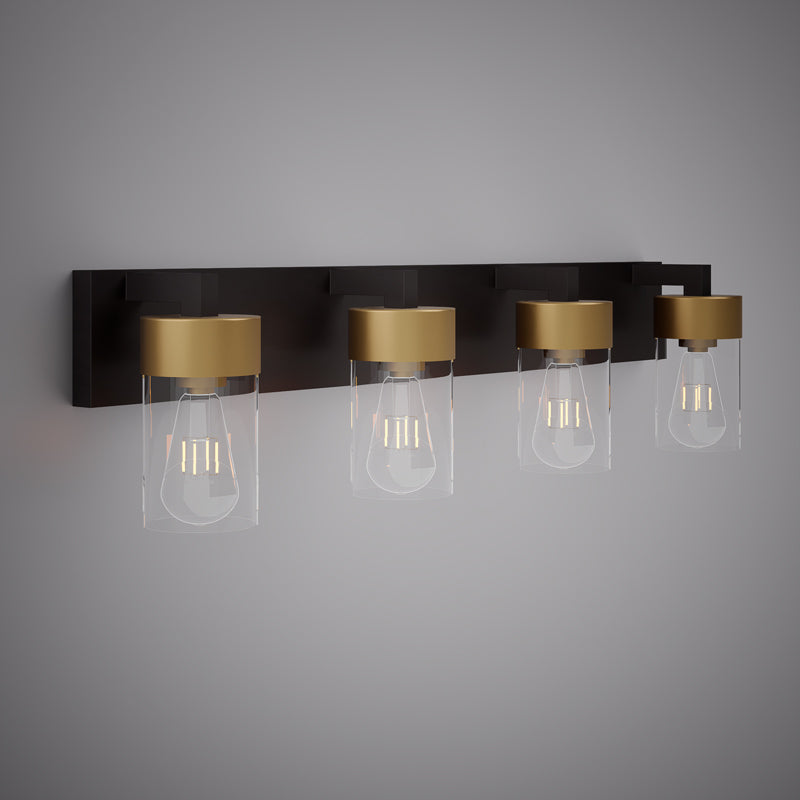 4 Lights Aurora 4-light wall/vanity light Matte Black/Aged Brass Dimmable 240W