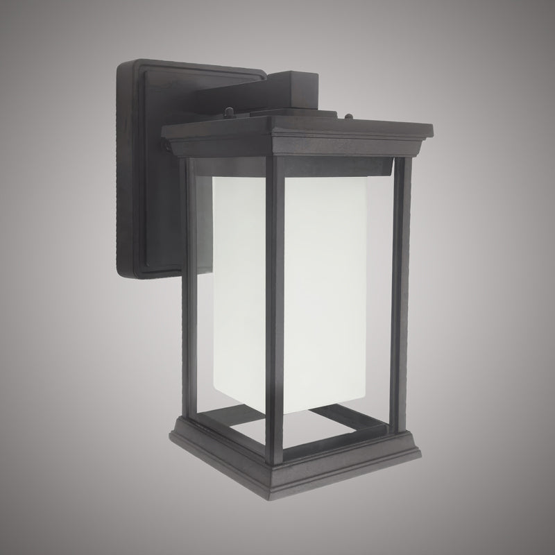 Black Powder Coated LED Square Exterior Wall Sconce 3CCT Clear Glass