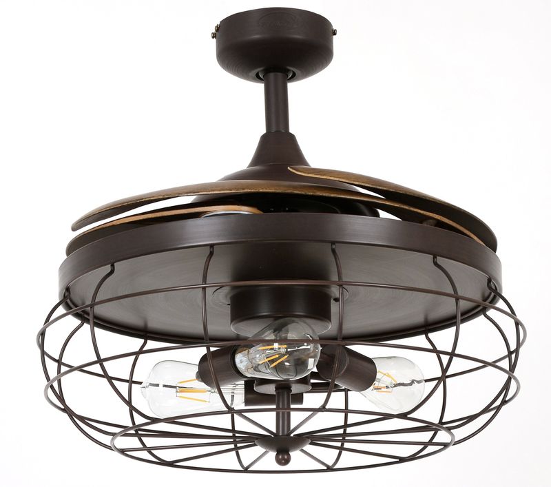 Industri 48 Inch 3 Light Bronze Ceiling Fan with Retractable Blades