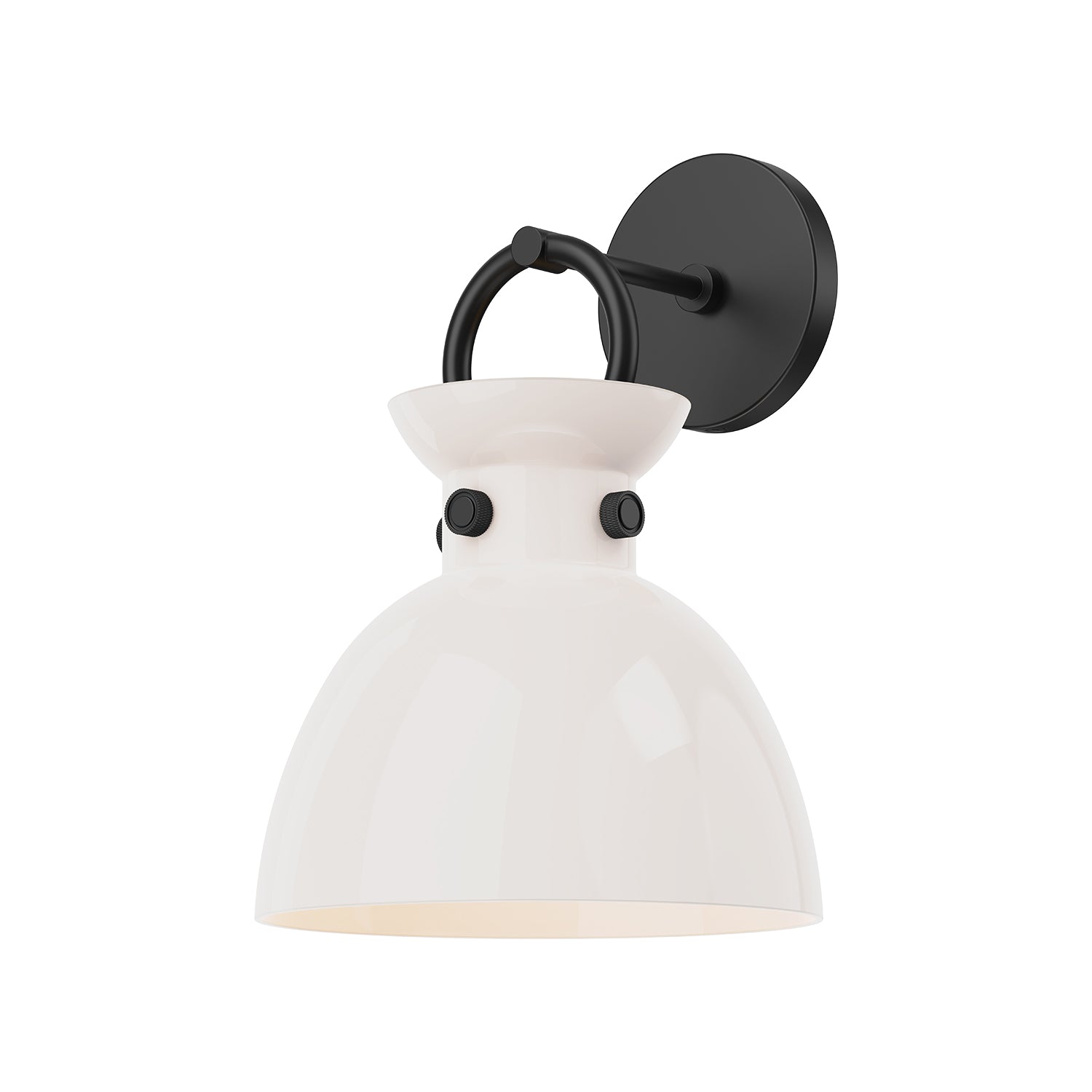 Waldo 9-in Matte Black/Glossy Opal Glass 1 Light Damp-Rated Wall/Vanity Light