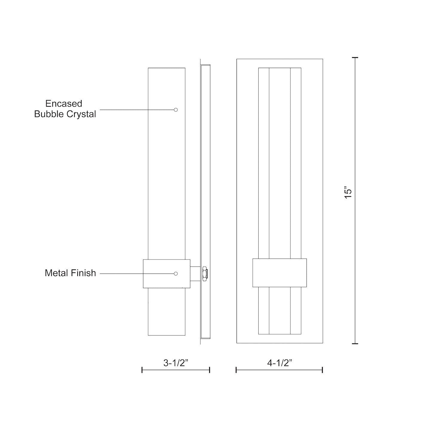 Warwick 15-in Aluminum Steel Crystal Wall Sconce