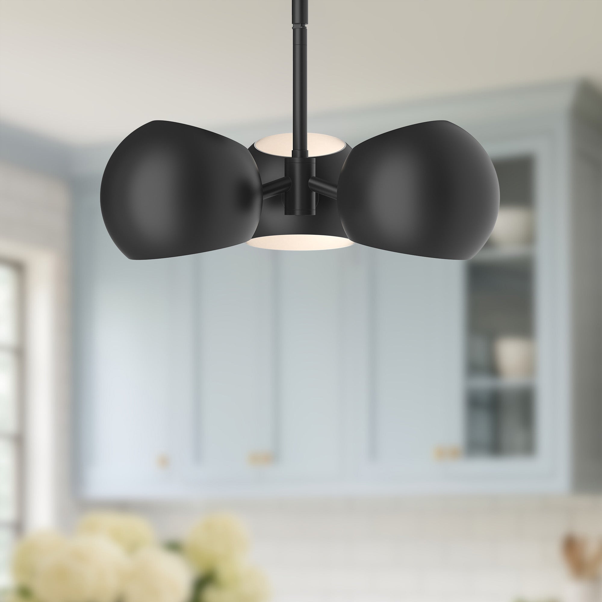 Willow 16-in 3 Lights matte Black Pendant