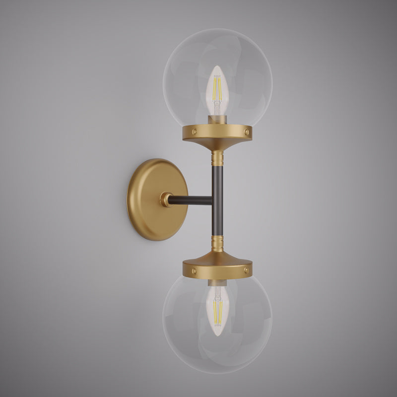 2 Lights 18-in Wall/Vanity Light Matte Black/Aged Brass Dimmable 80W