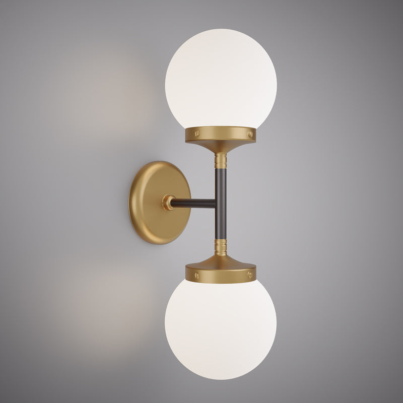 2 Lights 18-in Wall/Vanity Light Matte Black/Aged Brass Dimmable 80W
