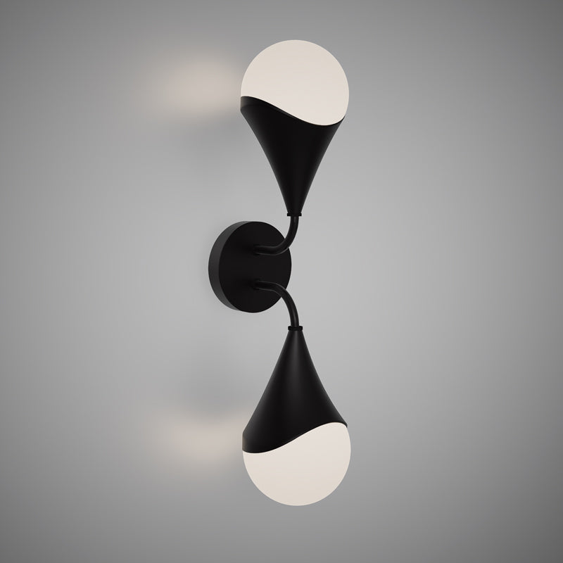 2 Lights Drop 1-light wall/vanity light Matte Black Dimmable 100W