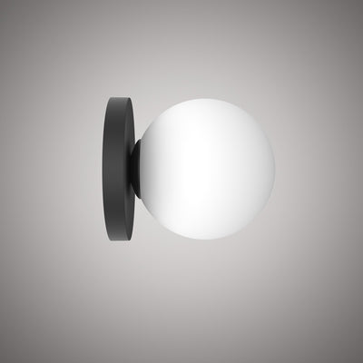 Matte Black Orbit Wall Sconce Opal Glass Dimmable