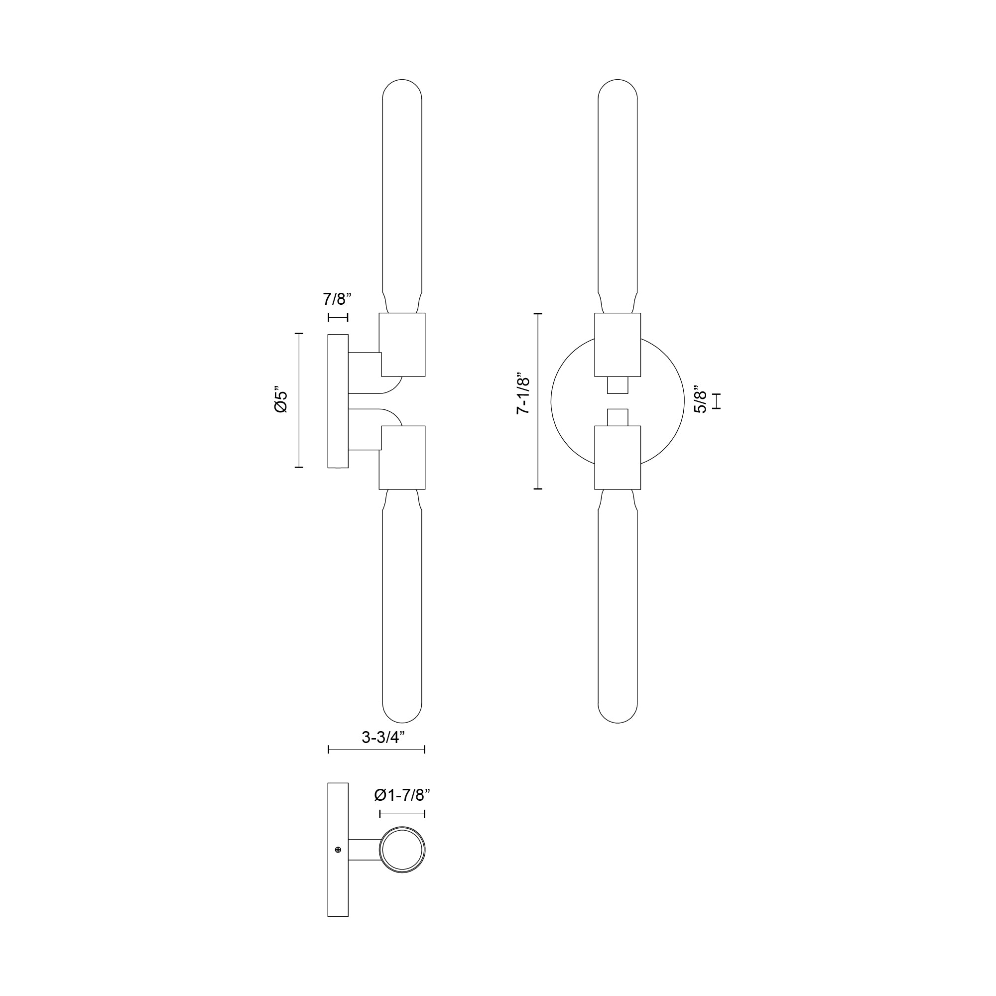 Claire 5-in 2 Lights Steel Vanity Light