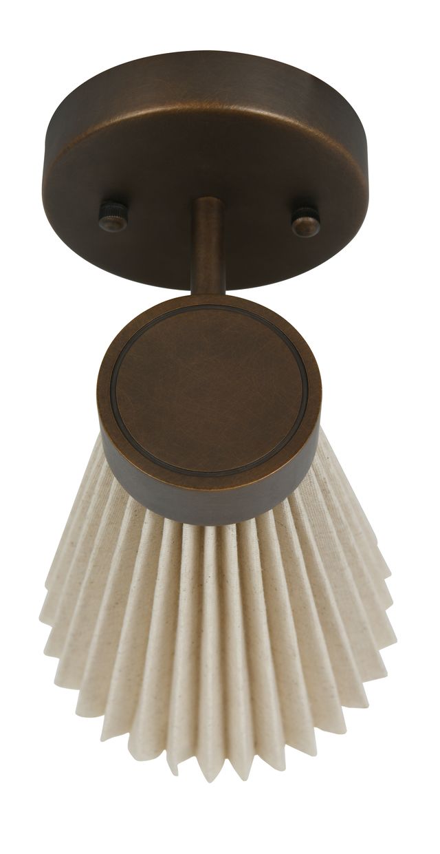 Amore 1 Light Bronze Linen Wall Sconce with Pleated Shade