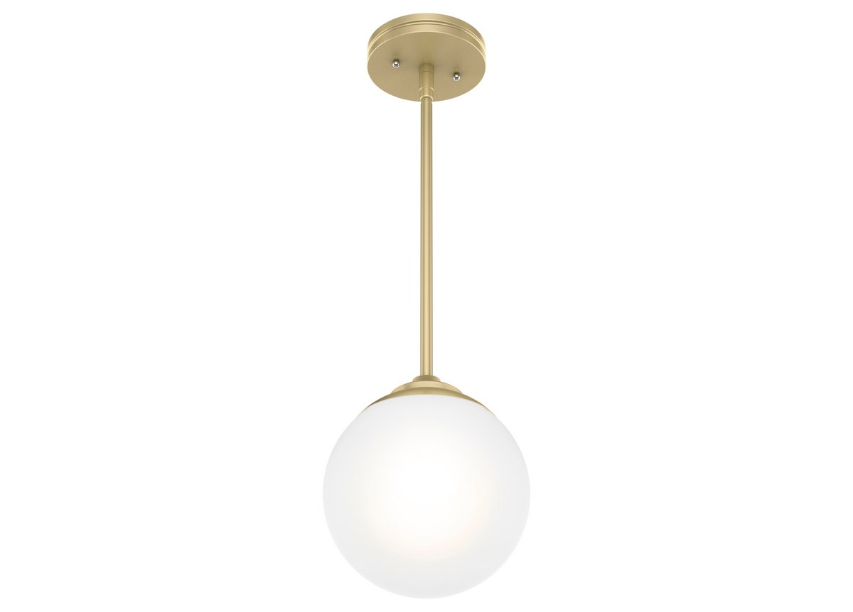 Hepburn 8-inch 1-light Modern Brass Globe Pendant with Cased White Glass