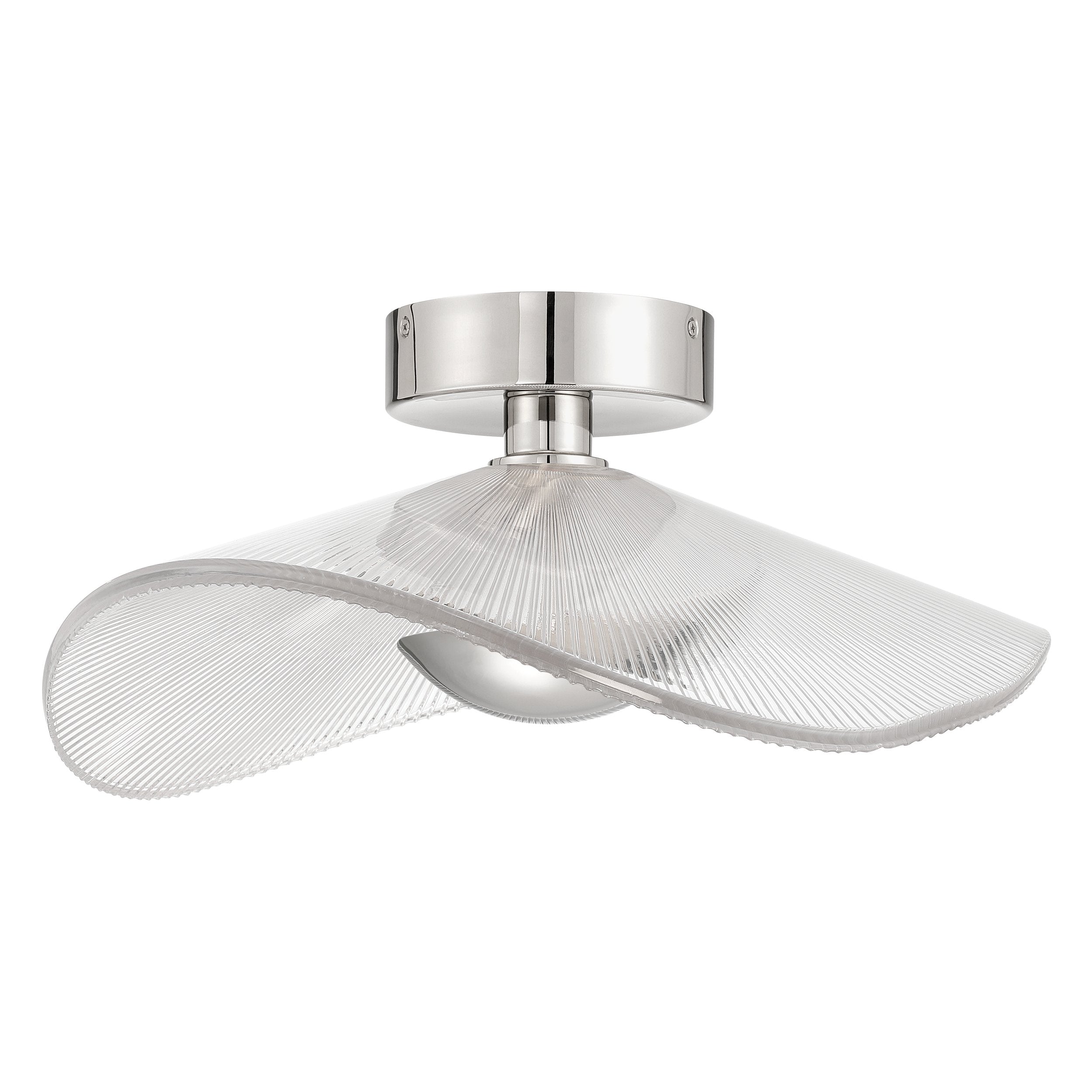 Novella 18-inch Polished Nickel LED Convertible Pendant with Clear Ribbed Glass Shade