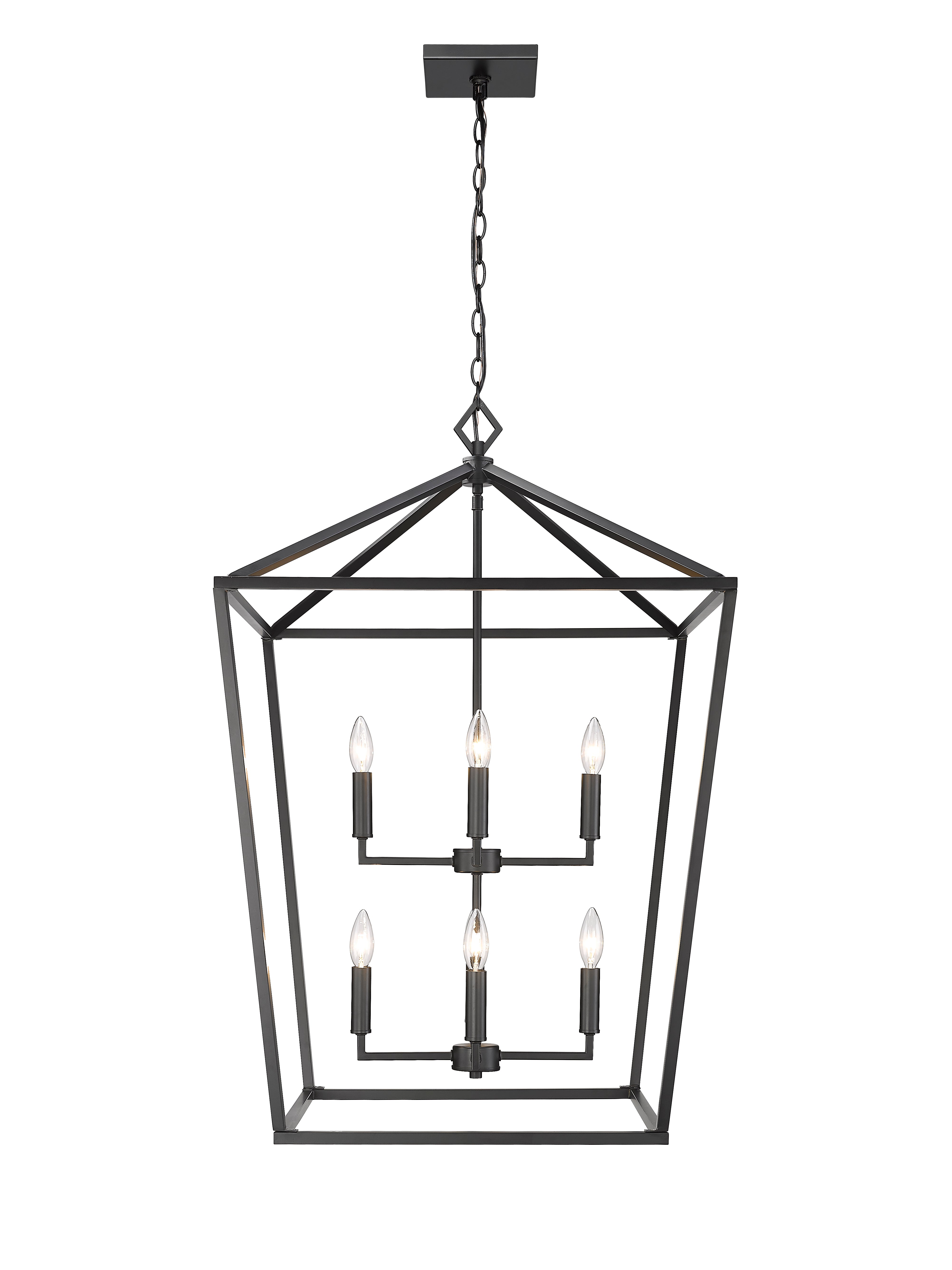 36'' Corona Matte Black 8 Light Pendant