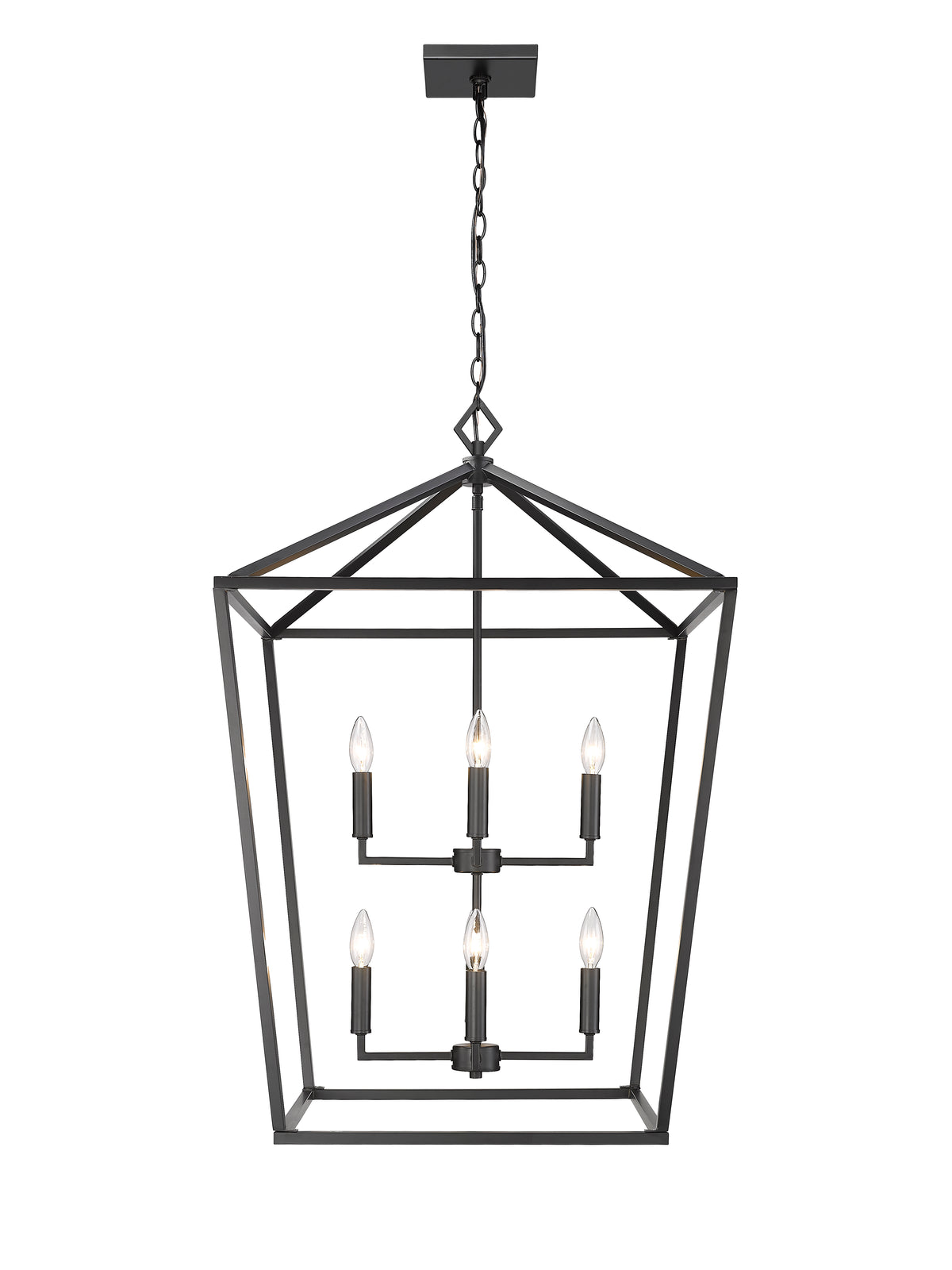 36'' Corona Matte Black 8 Light Pendant