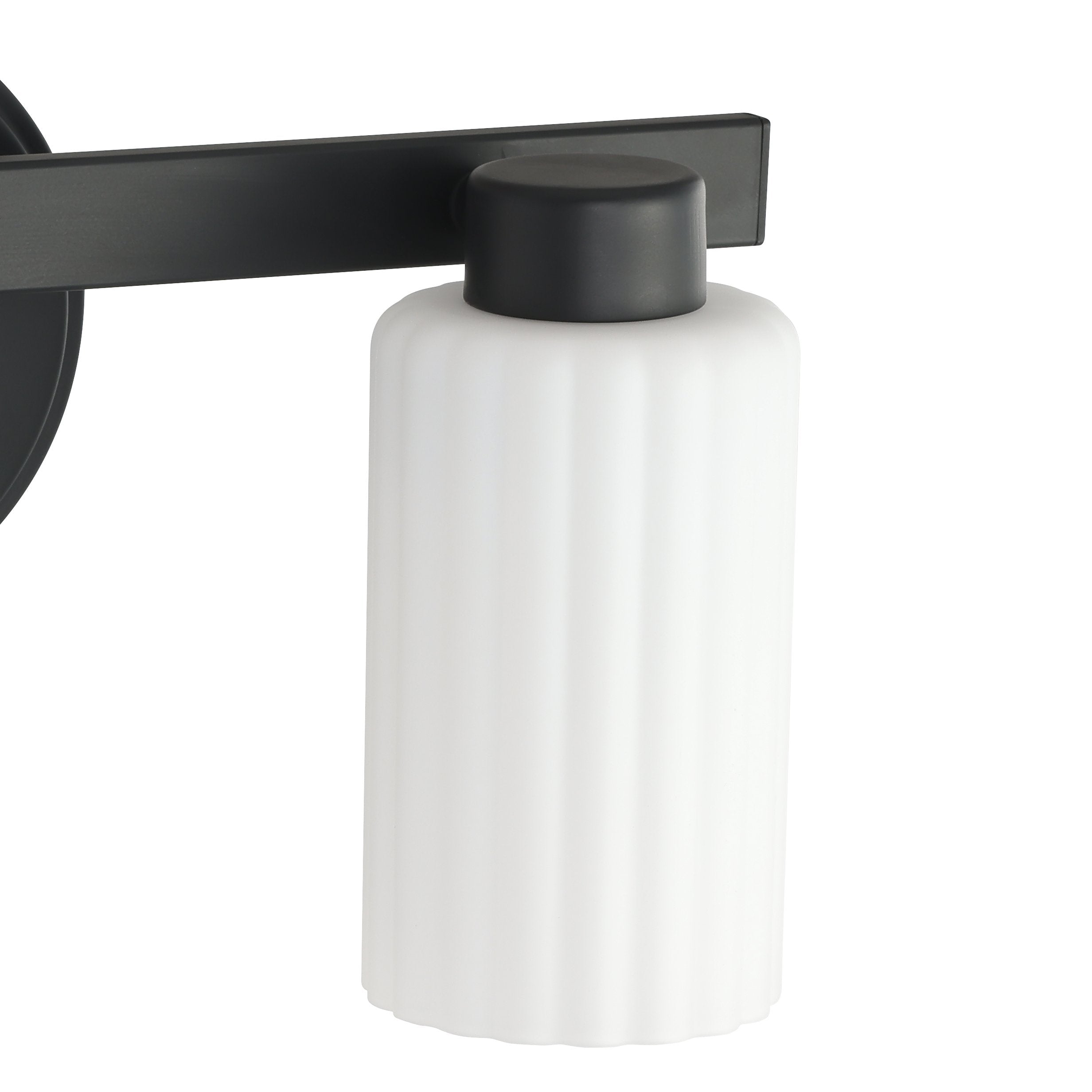 Bedminster 14-inch 2-light Matte Black Vanity Light with Etched Opal Ribbed Glass Shades