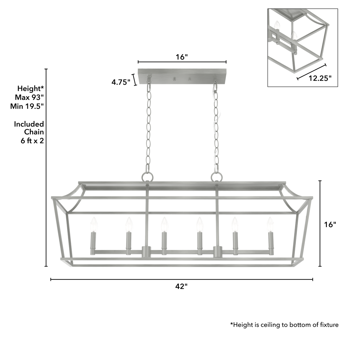 Laurel Ridge 42-inch 6-light Brushed Nickel Linear Chandelier