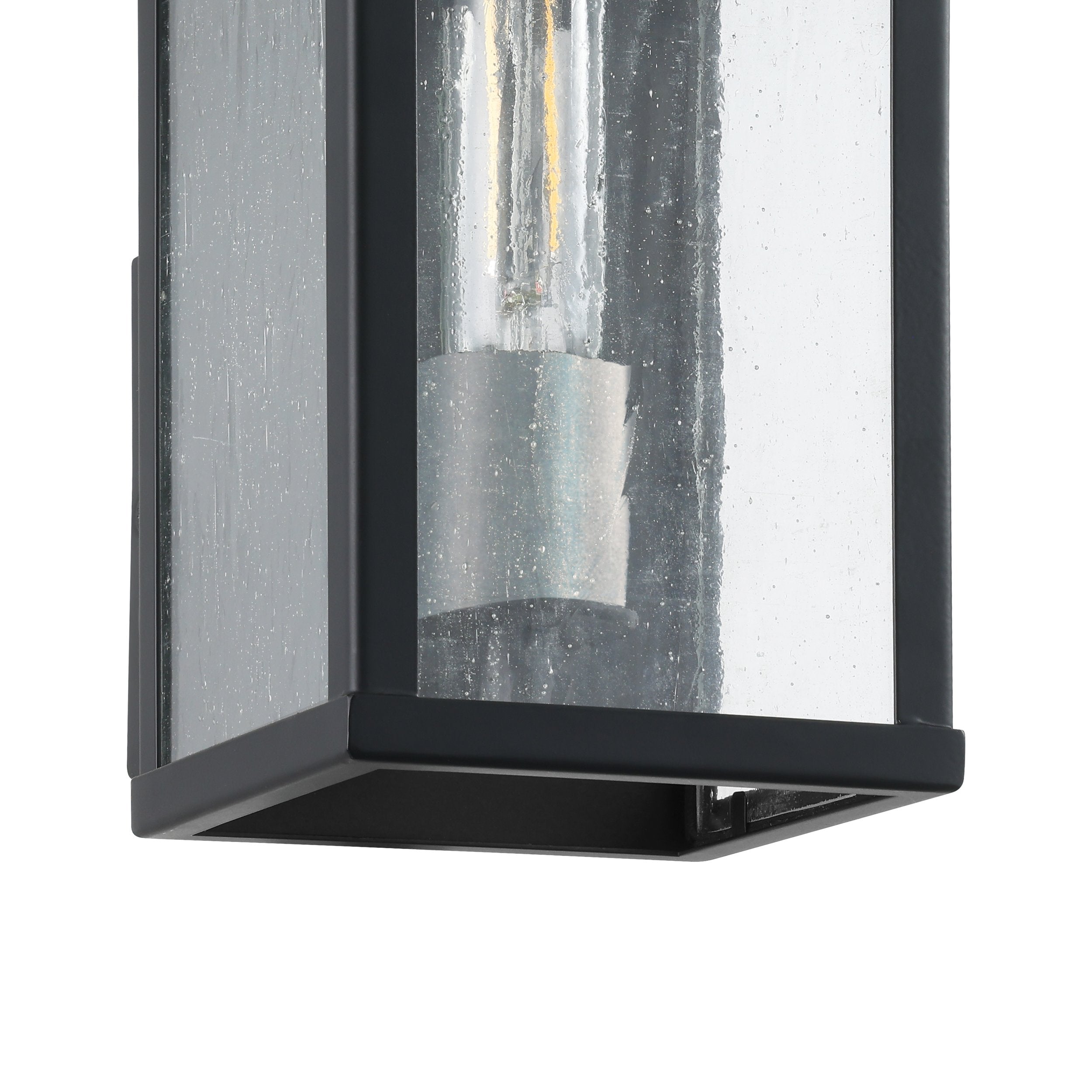 Overton 9-inch 1-light Matte Black Exterior Wall Sconce with Clear Antique Glass