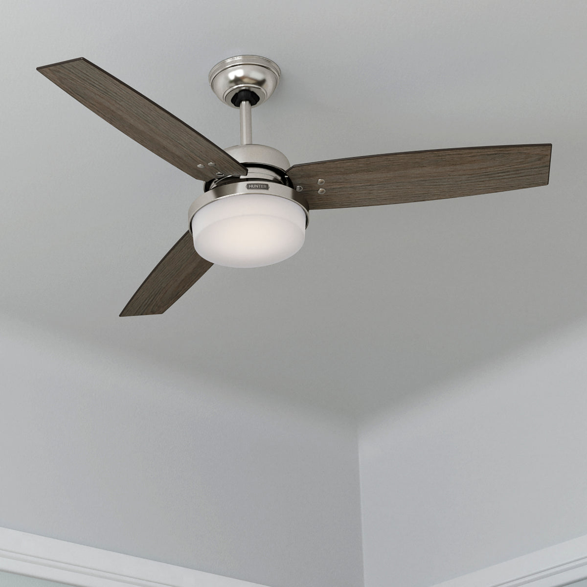 52 inch Sentinel Brushed Nickel Ceiling Fan with LED Light Kit and Handheld Remote