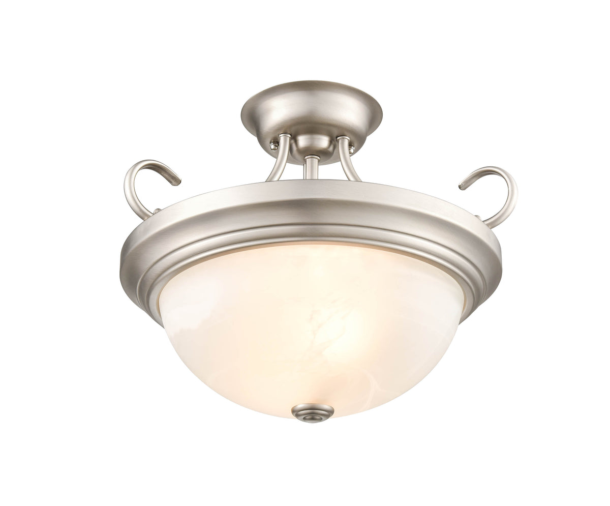 12'' Satin Nickel 2 Light Semi-Flush Mount