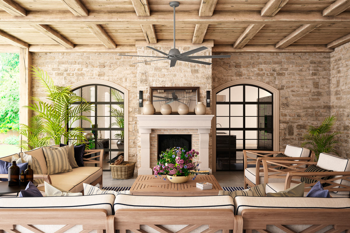 72 inch Downtown ENERGY STAR® Matte Silver Damp Rated Ceiling Fan and Wall Control