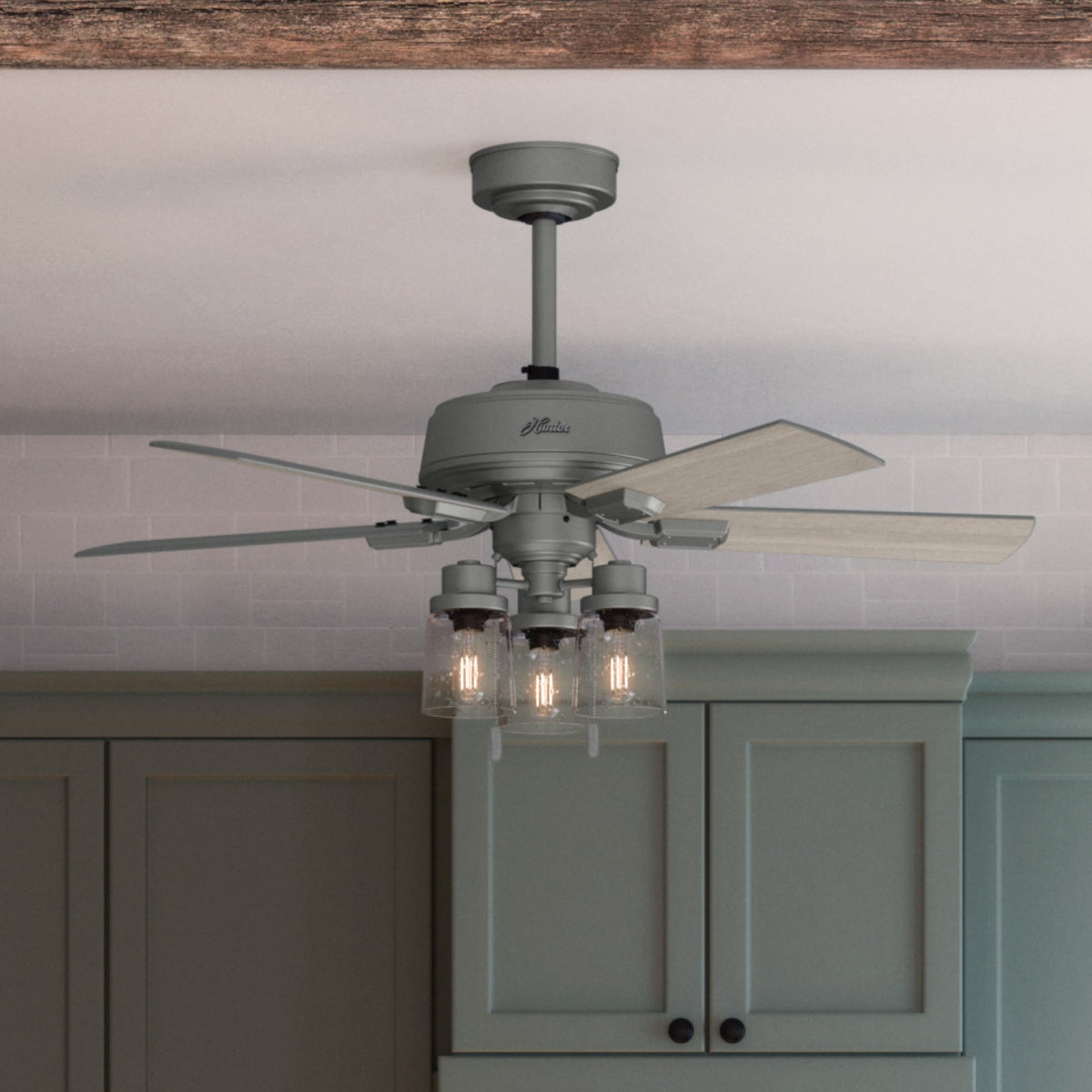 44 inch Hartland Matte Silver Ceiling Fan with LED Light Kit and Pull Chain