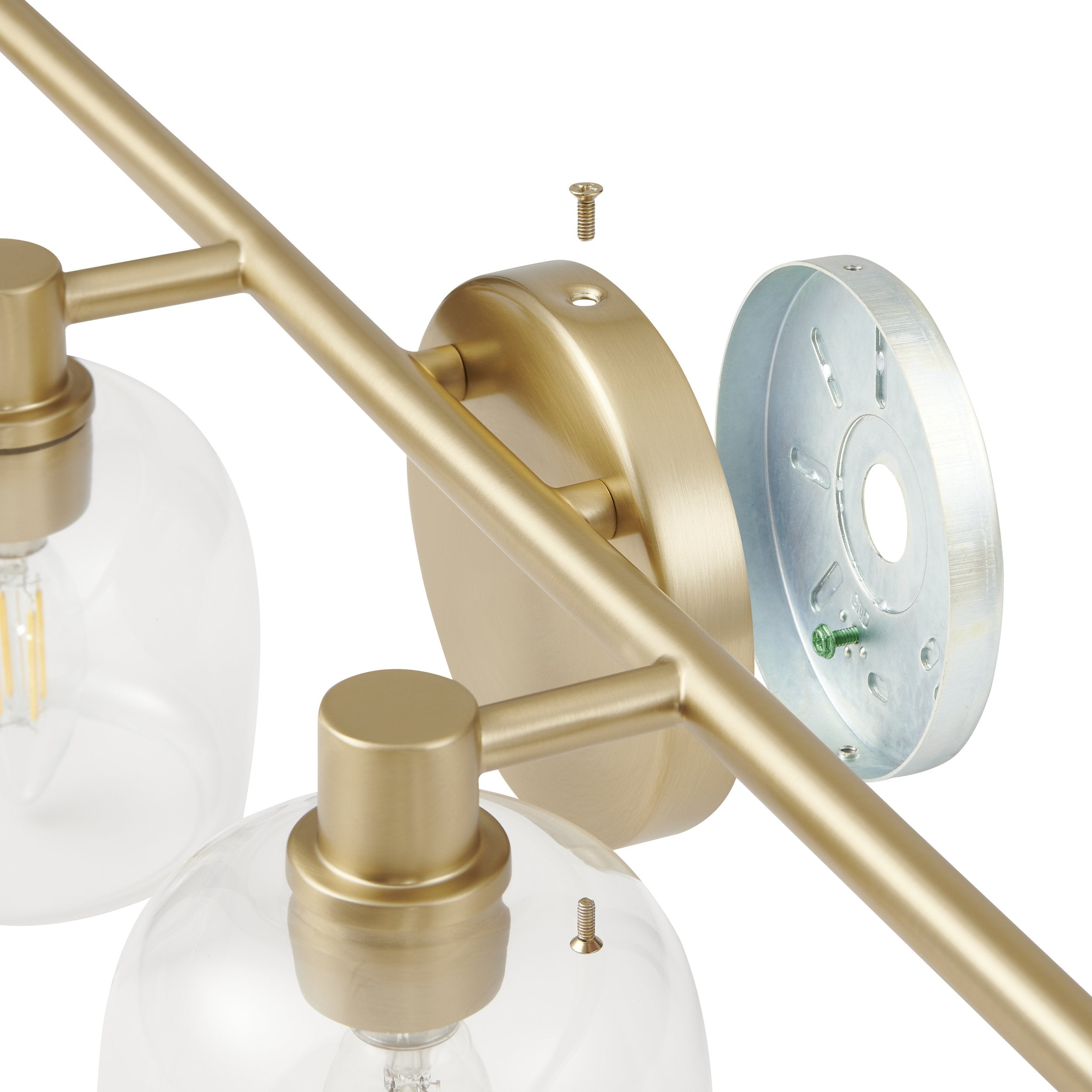 Valentina 30-inch 4-light Champagne Gold Vanity Light with Clear Glass Shades