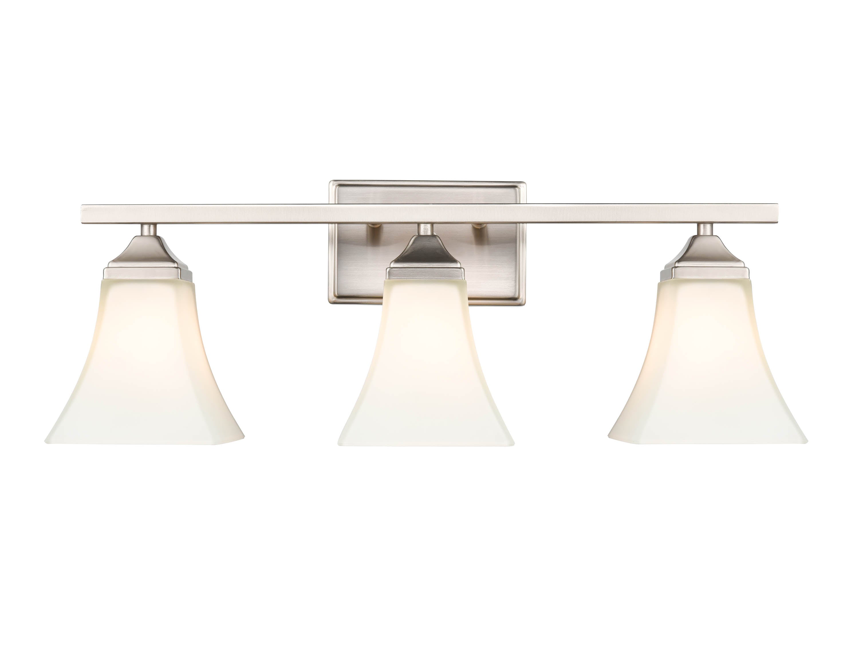 23.25-inch Brushed Nickel 3-Light Etched White Glass Bell Bathroom Vanity Light