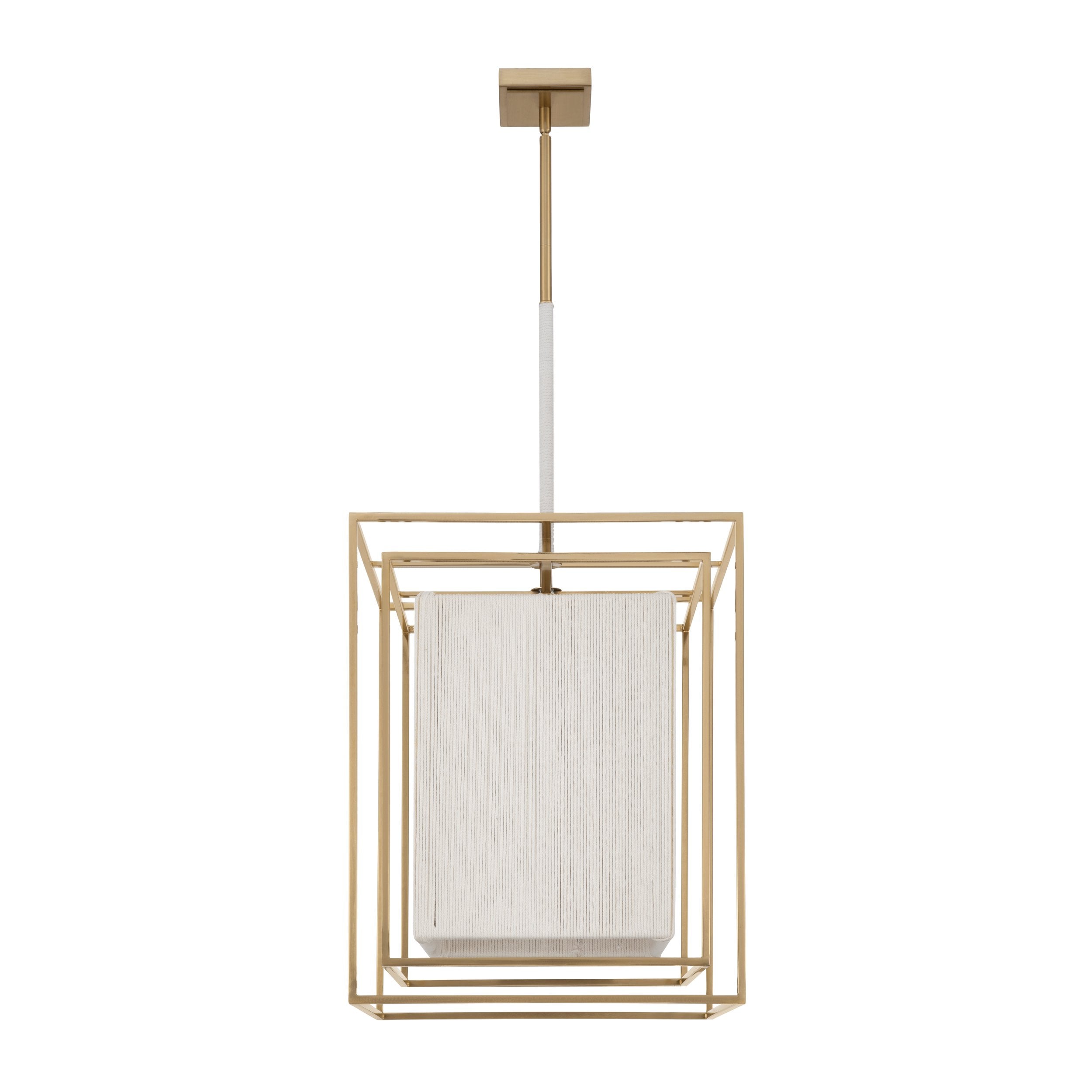 Abbey 18-inch 4-light Brass Pendant Light with Cream Cotton Rope Shade