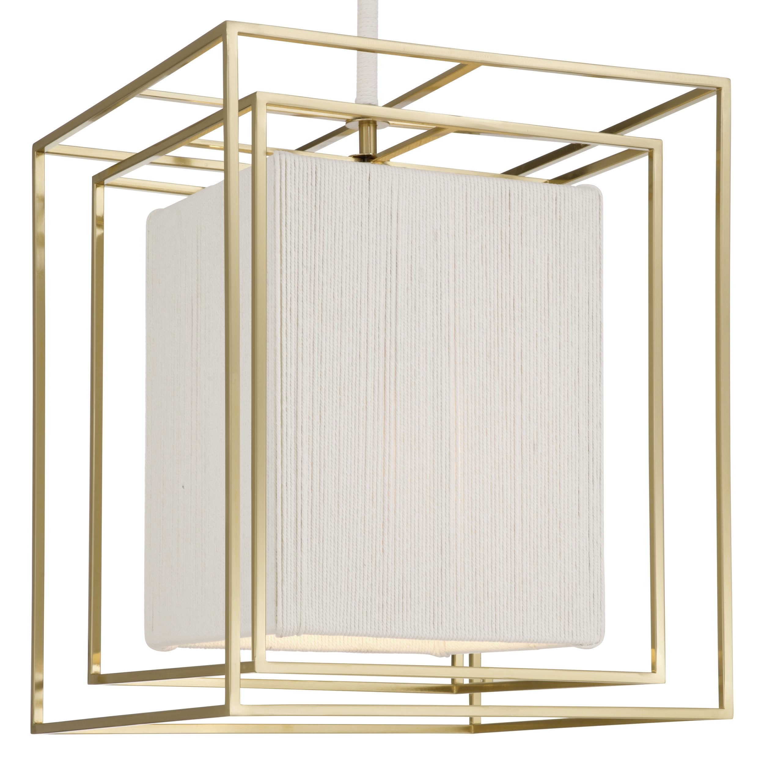 Abbey 18-inch 4-light Brass Pendant Light with Cream Cotton Rope Shade