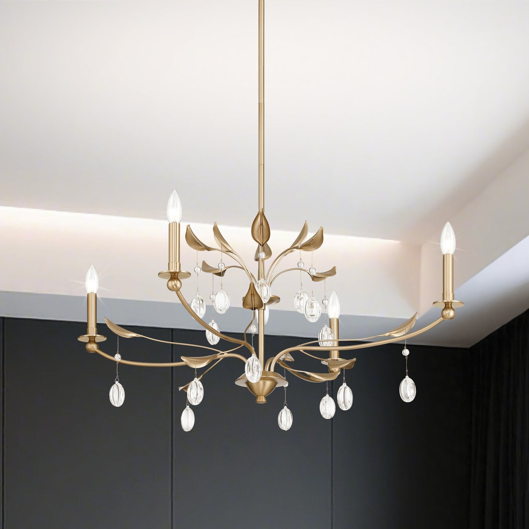 Presley 36-inch 4-light Champagne Gold Chandelier with Clear Glass Drops