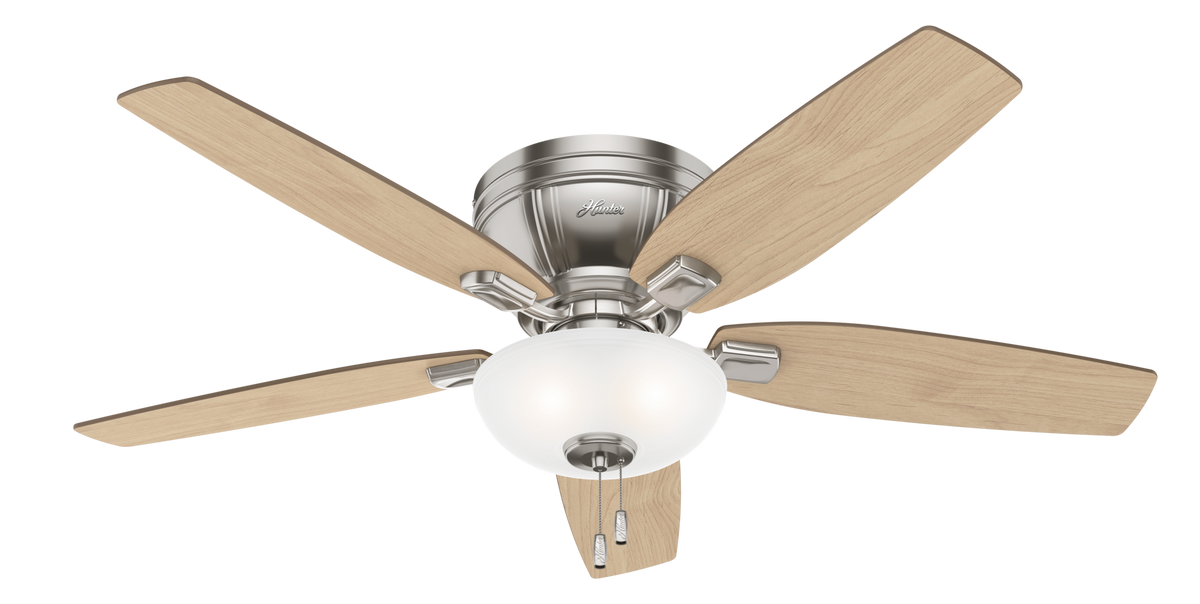 52 inch Kenbridge Brushed Nickel Low Profile Ceiling Fan with LED Light Kit and Pull Chain