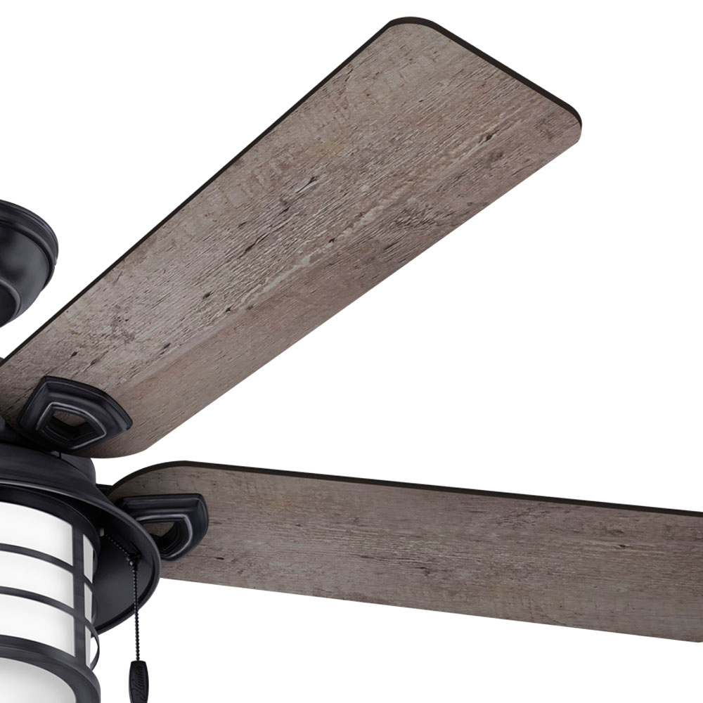 54 inch Key Biscayne Weathered Zinc Damp Rated Ceiling Fan with LED Light Kit and Pull Chain